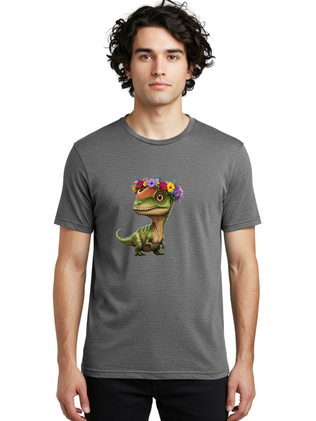 T-Rex-With-Flowers Men'S Graphic Tee, 100% Cotton, Comfortable Casual Summer Wear, Machine Washable, Vintage Camera, Old Camera, Antique Camera, Black Camera, Classic Photography, Photography Equipment, Nostalgic Device, Film Camera, Ban689