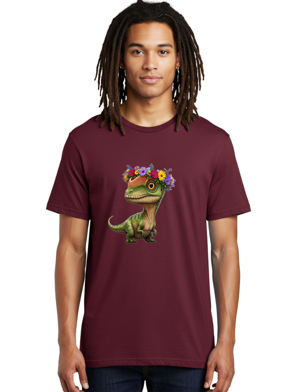 T-Rex-With-Flowers Men'S Graphic Tee, 100% Cotton, Comfortable Casual Summer Wear, Machine Washable, Vintage Camera, Old Camera, Antique Camera, Black Camera, Classic Photography, Photography Equipment, Nostalgic Device, Film Camera, Ban689