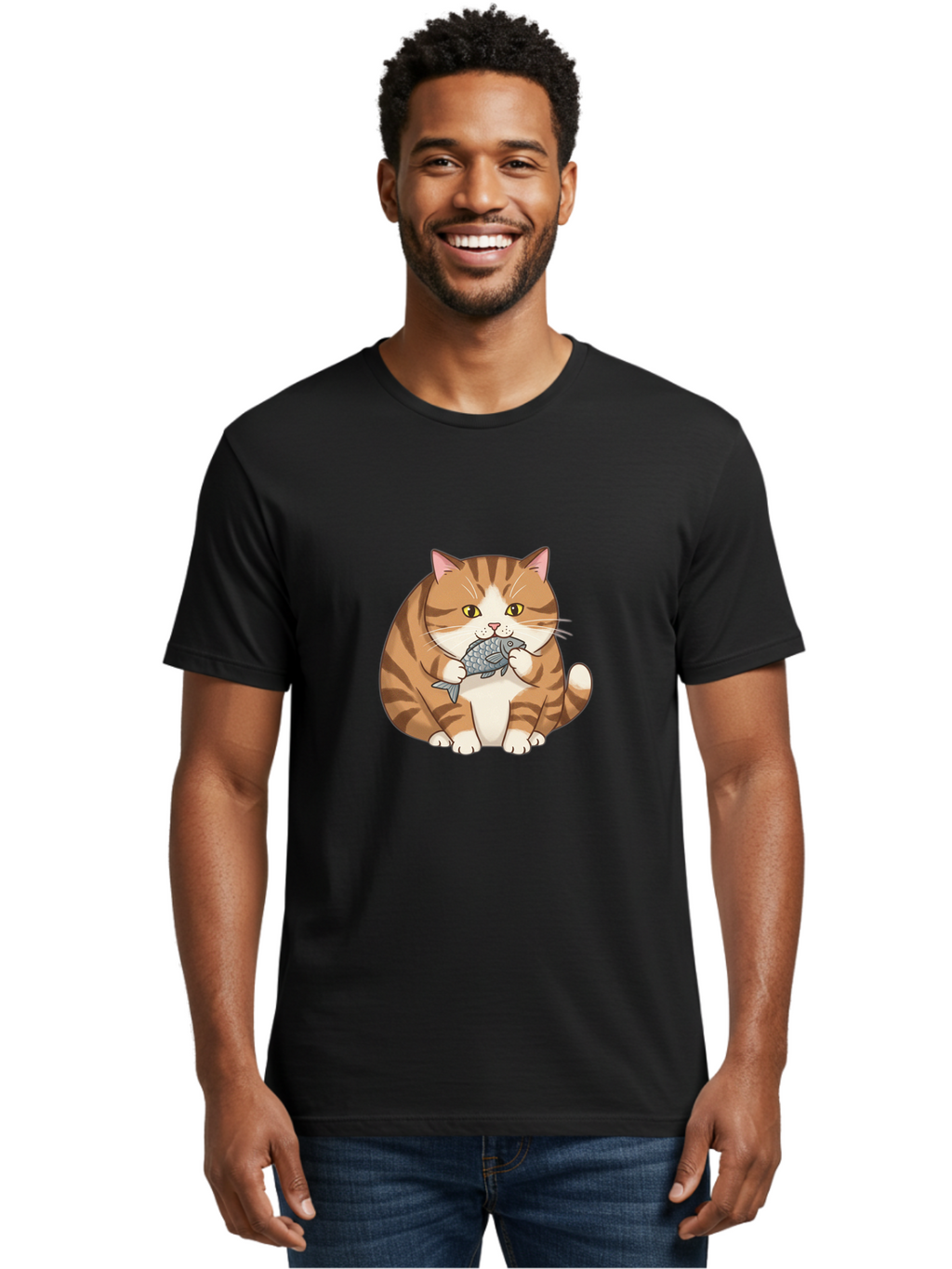 Tabby-Cat-With-Fish Men'S Graphic Tee, 100% Cotton, Comfortable Casual Summer Wear, Machine Washable, Vintage Camera, Old Camera, Antique Camera, Black Camera, Classic Photography, Photography Equipment, Nostalgic Device, Film Camera, Ban690