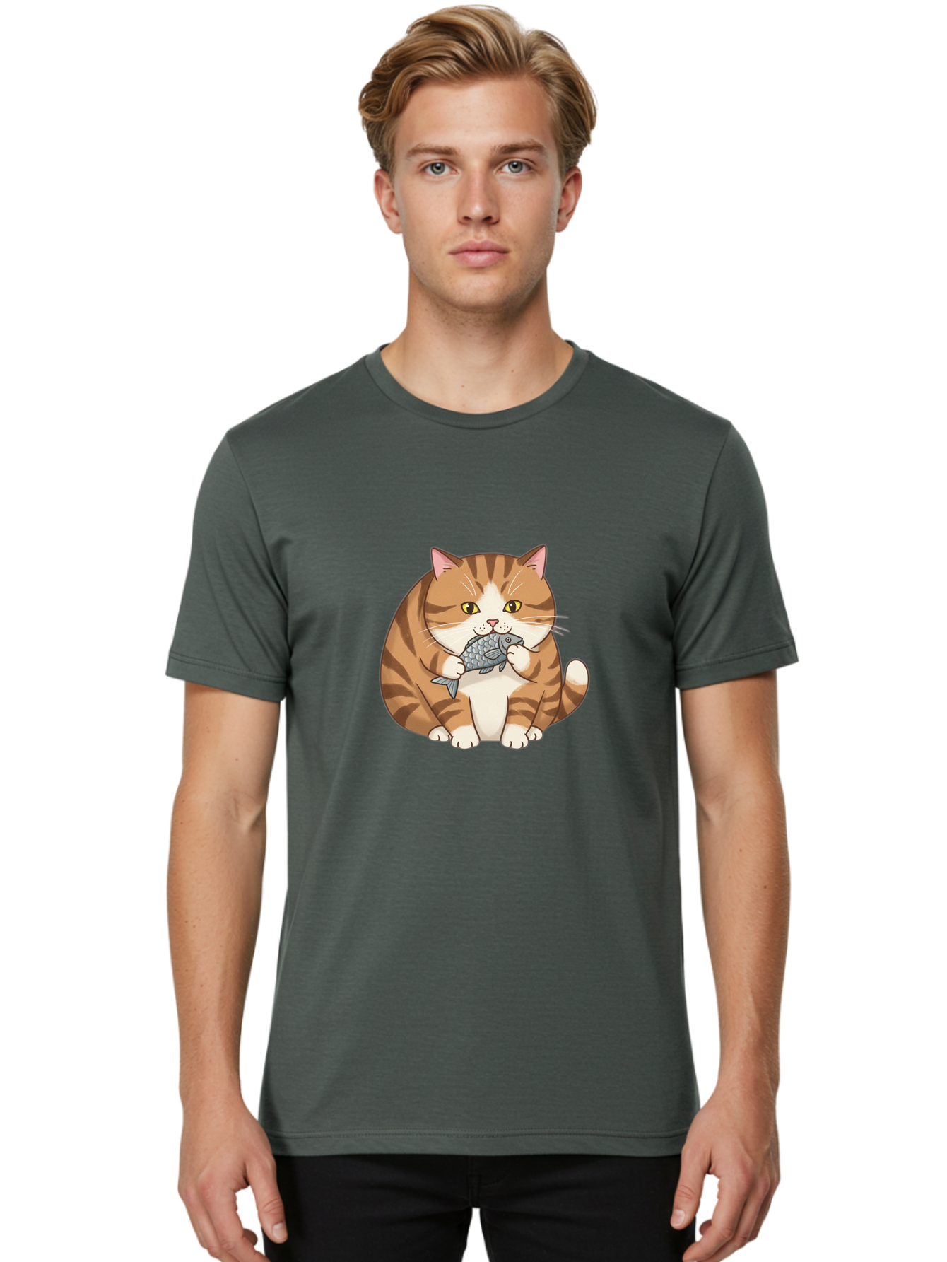 Tabby-Cat-With-Fish Men'S Graphic Tee, 100% Cotton, Comfortable Casual Summer Wear, Machine Washable, Vintage Camera, Old Camera, Antique Camera, Black Camera, Classic Photography, Photography Equipment, Nostalgic Device, Film Camera, Ban690