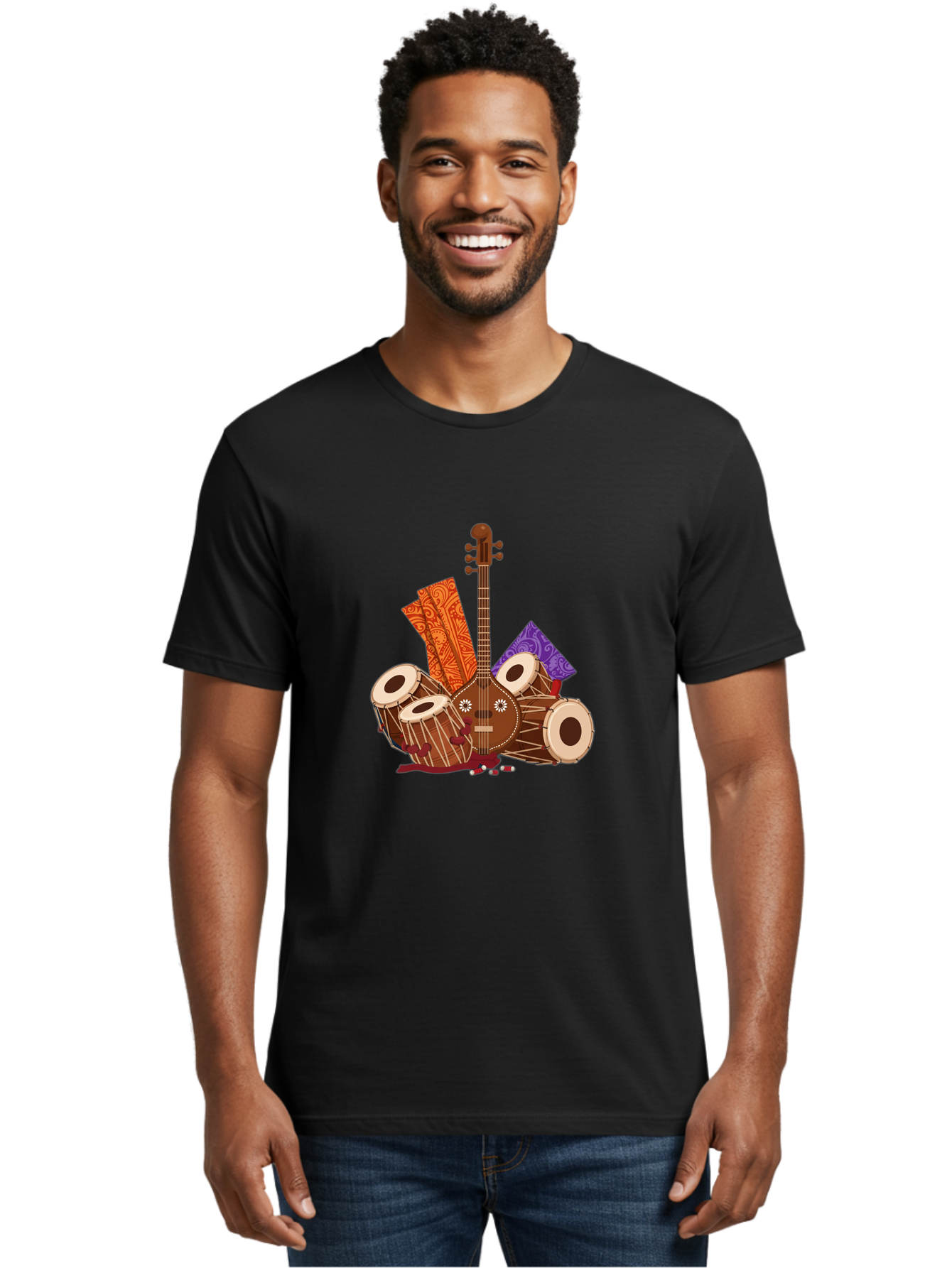 Tanpura-With-Tabla Men'S Graphic Tee, 100% Cotton, Comfortable Casual Summer Wear, Machine Washable, Vintage Camera, Old Camera, Antique Camera, Black Camera, Classic Photography, Photography Equipment, Nostalgic Device, Film Camera, Ban697