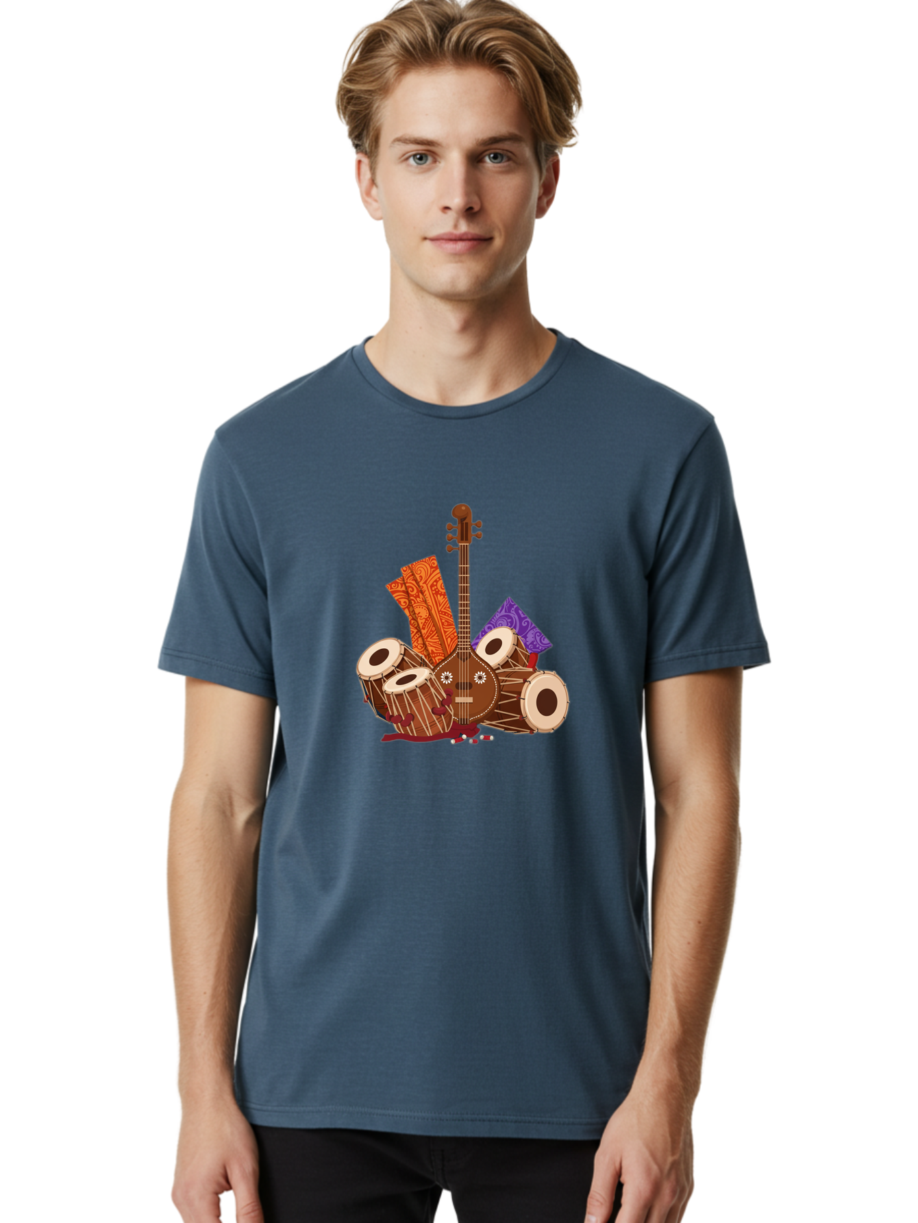 Tanpura-With-Tabla Men'S Graphic Tee, 100% Cotton, Comfortable Casual Summer Wear, Machine Washable, Vintage Camera, Old Camera, Antique Camera, Black Camera, Classic Photography, Photography Equipment, Nostalgic Device, Film Camera, Ban697