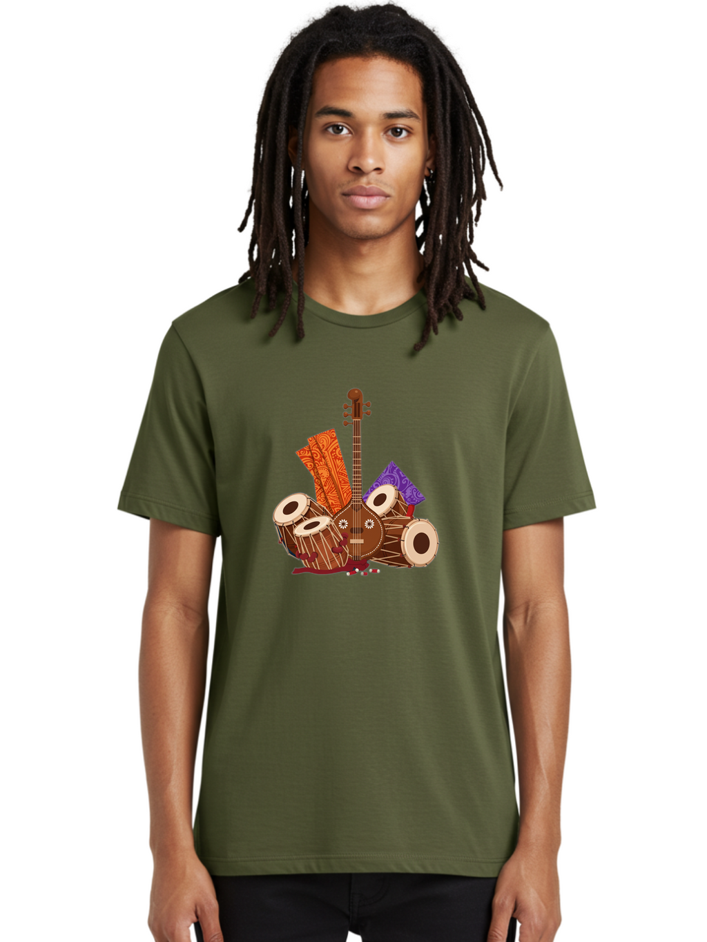 Tanpura-With-Tabla Men'S Graphic Tee, 100% Cotton, Comfortable Casual Summer Wear, Machine Washable, Vintage Camera, Old Camera, Antique Camera, Black Camera, Classic Photography, Photography Equipment, Nostalgic Device, Film Camera, Ban697