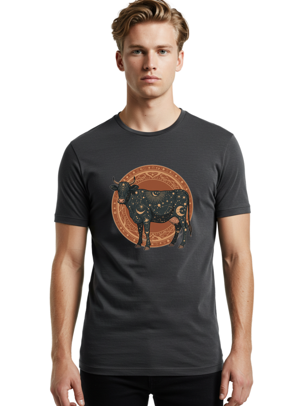 Taurus-Zodiac-Cow Men'S Graphic Tee, 100% Cotton, Comfortable Casual Summer Wear, Machine Washable, Vintage Camera, Old Camera, Antique Camera, Black Camera, Classic Photography, Photography Equipment, Nostalgic Device, Film Camera, Camera Art Ban702