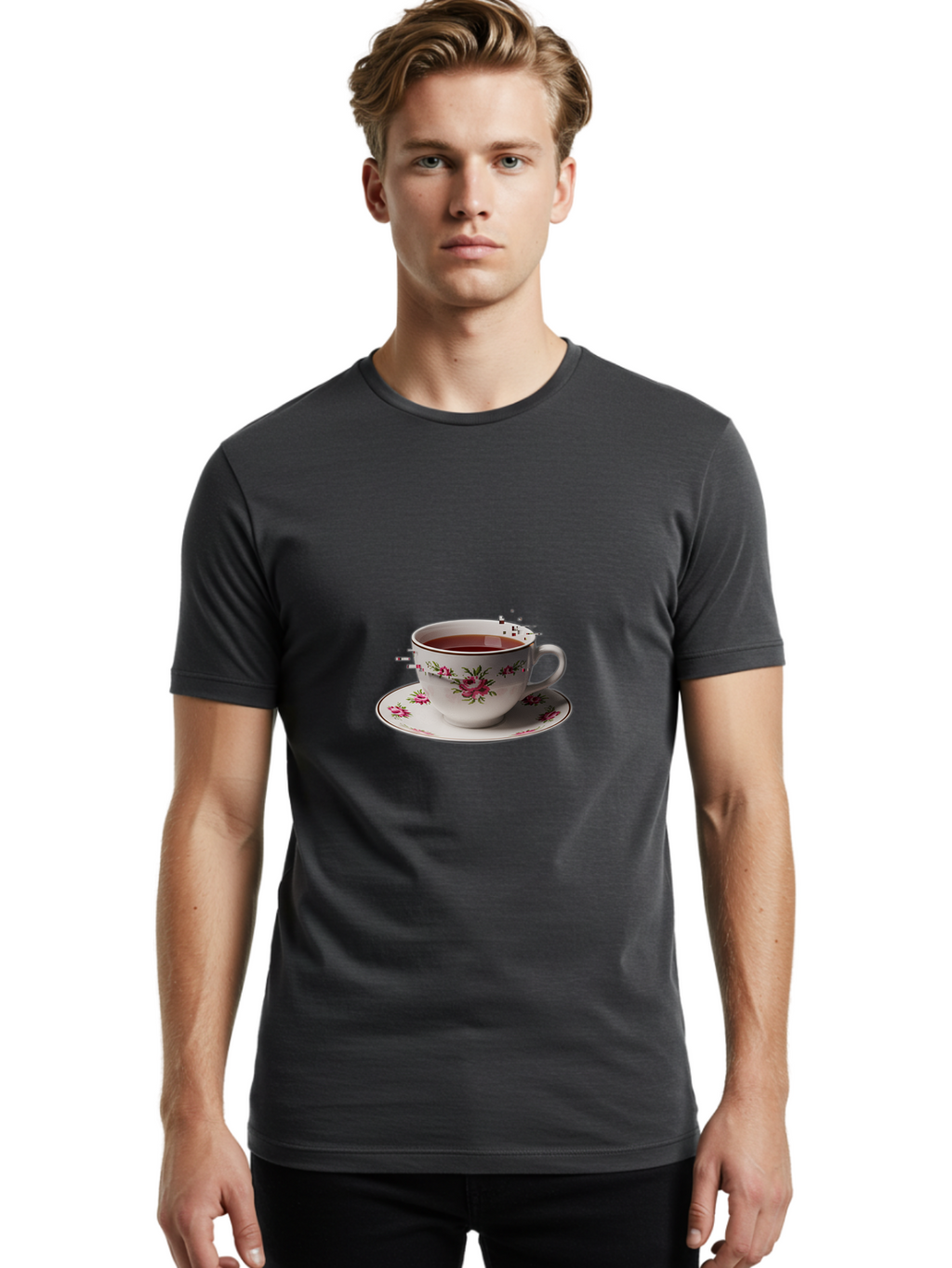 Tea-Cup-1 Men'S Graphic Tee, 100% Cotton, Comfortable Casual Summer Wear, Machine Washable, Vintage Camera, Old Camera, Antique Camera, Black Camera, Classic Photography, Photography Equipment, Nostalgic Device, Film Camera, Camera Art Ban703