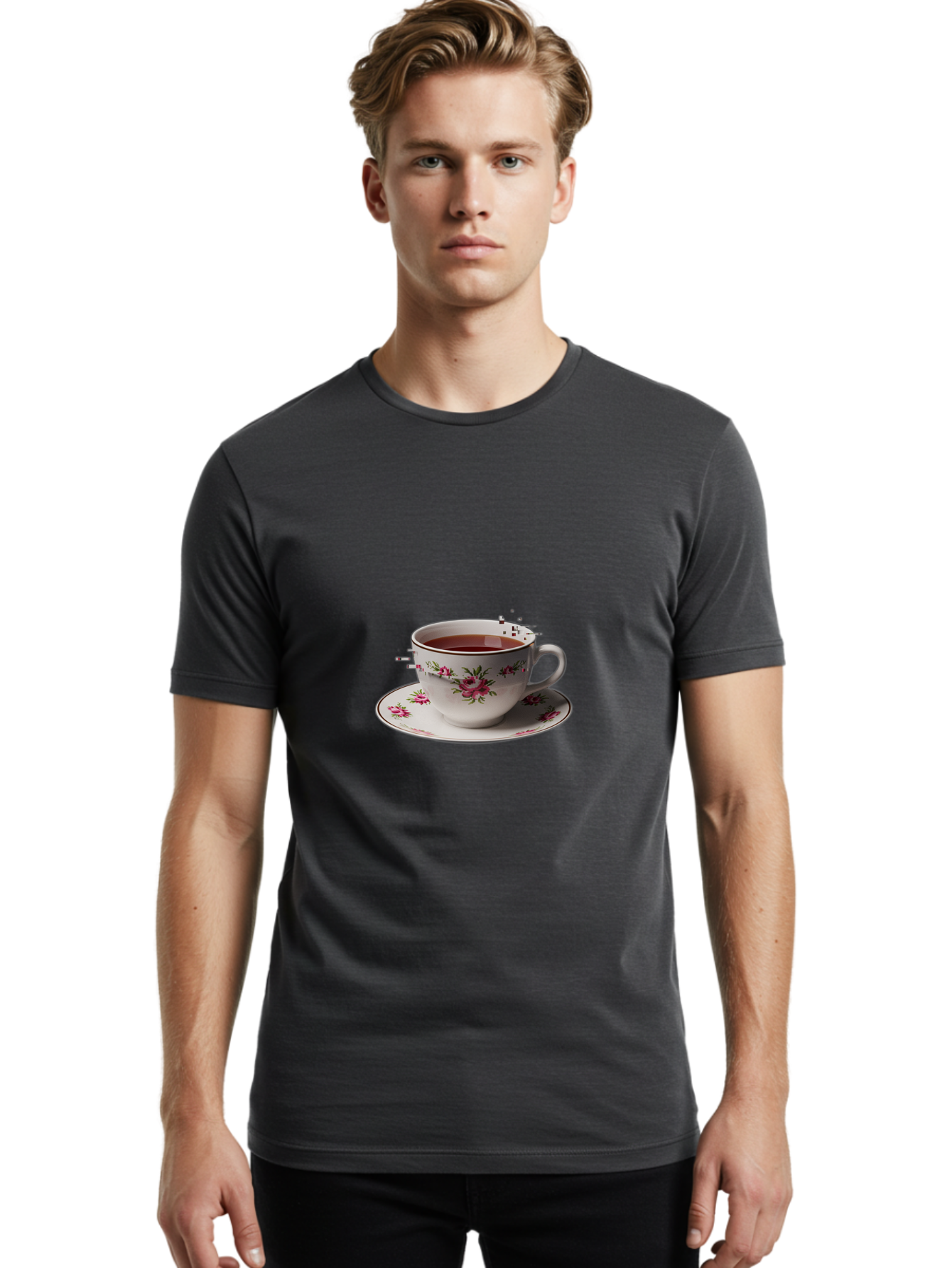 Tea-Cup-1 Men'S Graphic Tee, 100% Cotton, Comfortable Casual Summer Wear, Machine Washable, Vintage Camera, Old Camera, Antique Camera, Black Camera, Classic Photography, Photography Equipment, Nostalgic Device, Film Camera, Camera Art Ban703