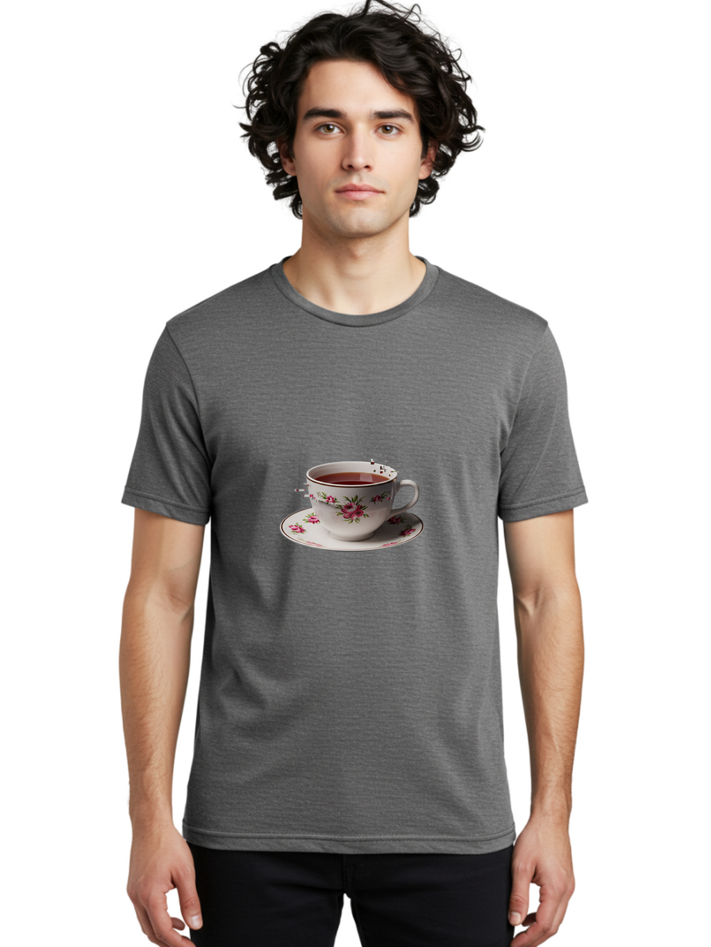 Tea-Cup-1 Men'S Graphic Tee, 100% Cotton, Comfortable Casual Summer Wear, Machine Washable, Vintage Camera, Old Camera, Antique Camera, Black Camera, Classic Photography, Photography Equipment, Nostalgic Device, Film Camera, Camera Art Ban703
