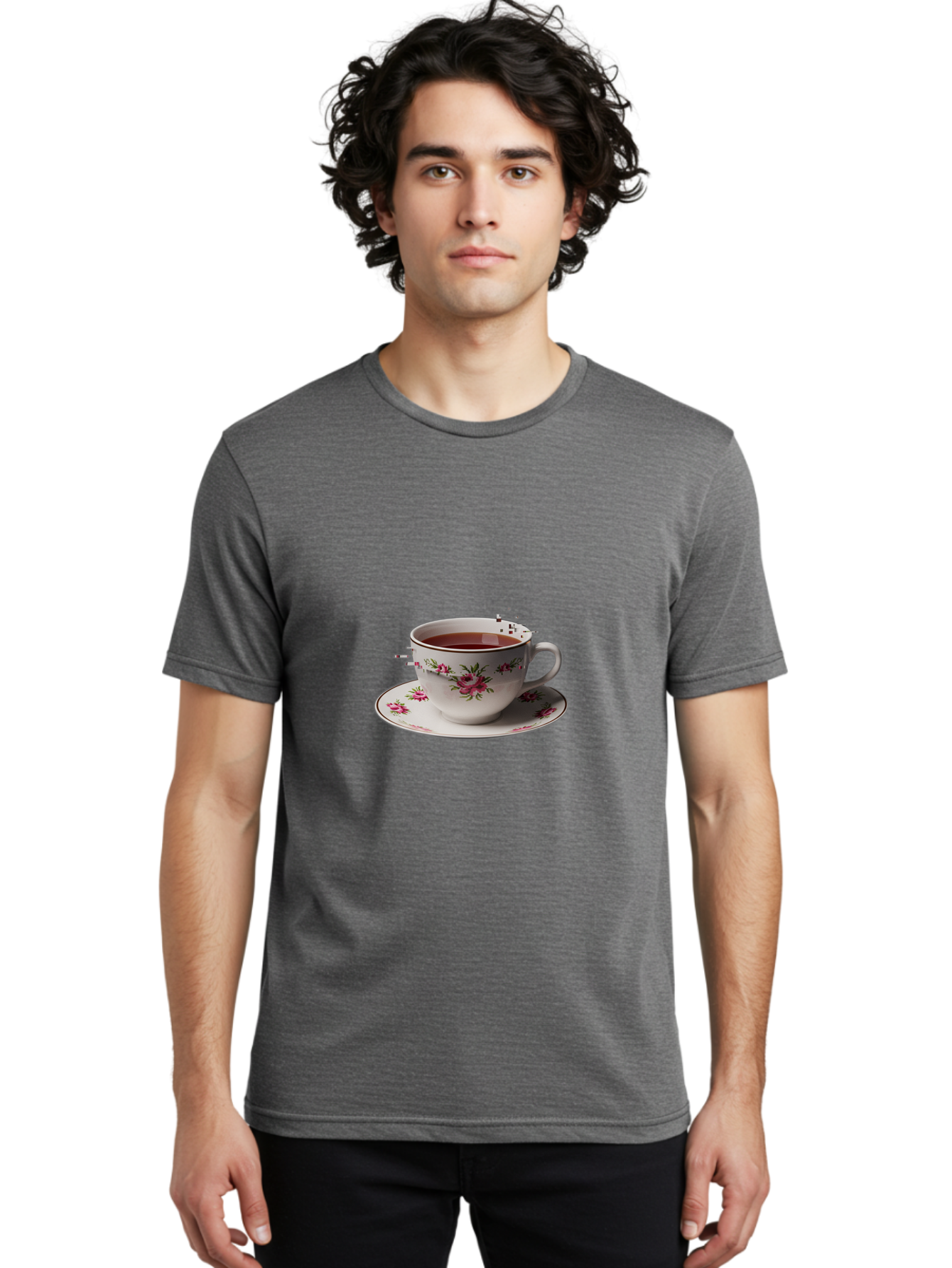 Tea-Cup-1 Men'S Graphic Tee, 100% Cotton, Comfortable Casual Summer Wear, Machine Washable, Vintage Camera, Old Camera, Antique Camera, Black Camera, Classic Photography, Photography Equipment, Nostalgic Device, Film Camera, Camera Art Ban703