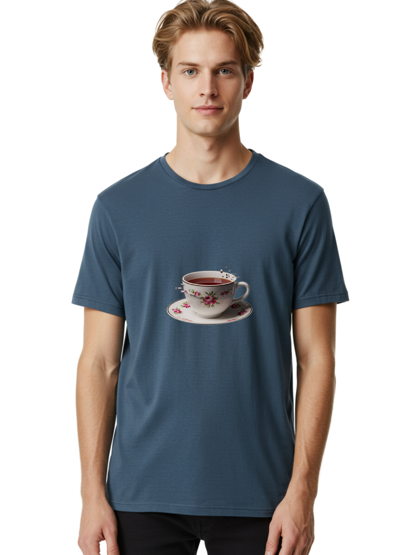 Tea-Cup-1 Men'S Graphic Tee, 100% Cotton, Comfortable Casual Summer Wear, Machine Washable, Vintage Camera, Old Camera, Antique Camera, Black Camera, Classic Photography, Photography Equipment, Nostalgic Device, Film Camera, Camera Art Ban703
