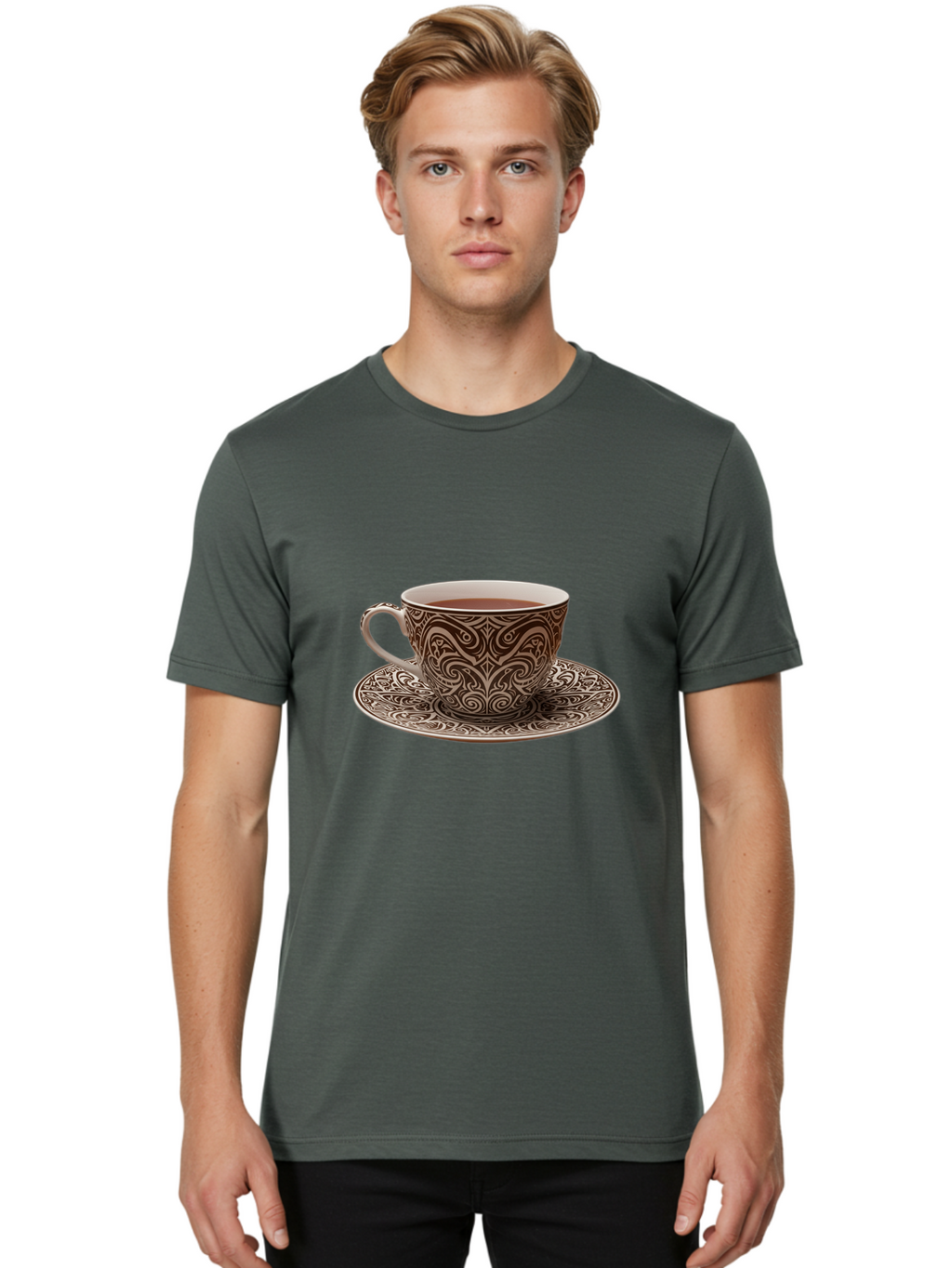 Tea-Cup Men'S Graphic Tee, 100% Cotton, Comfortable Casual Summer Wear, Machine Washable, Vintage Camera, Old Camera, Antique Camera, Black Camera, Classic Photography, Photography Equipment, Nostalgic Device, Film Camera, Camera Art Ban704