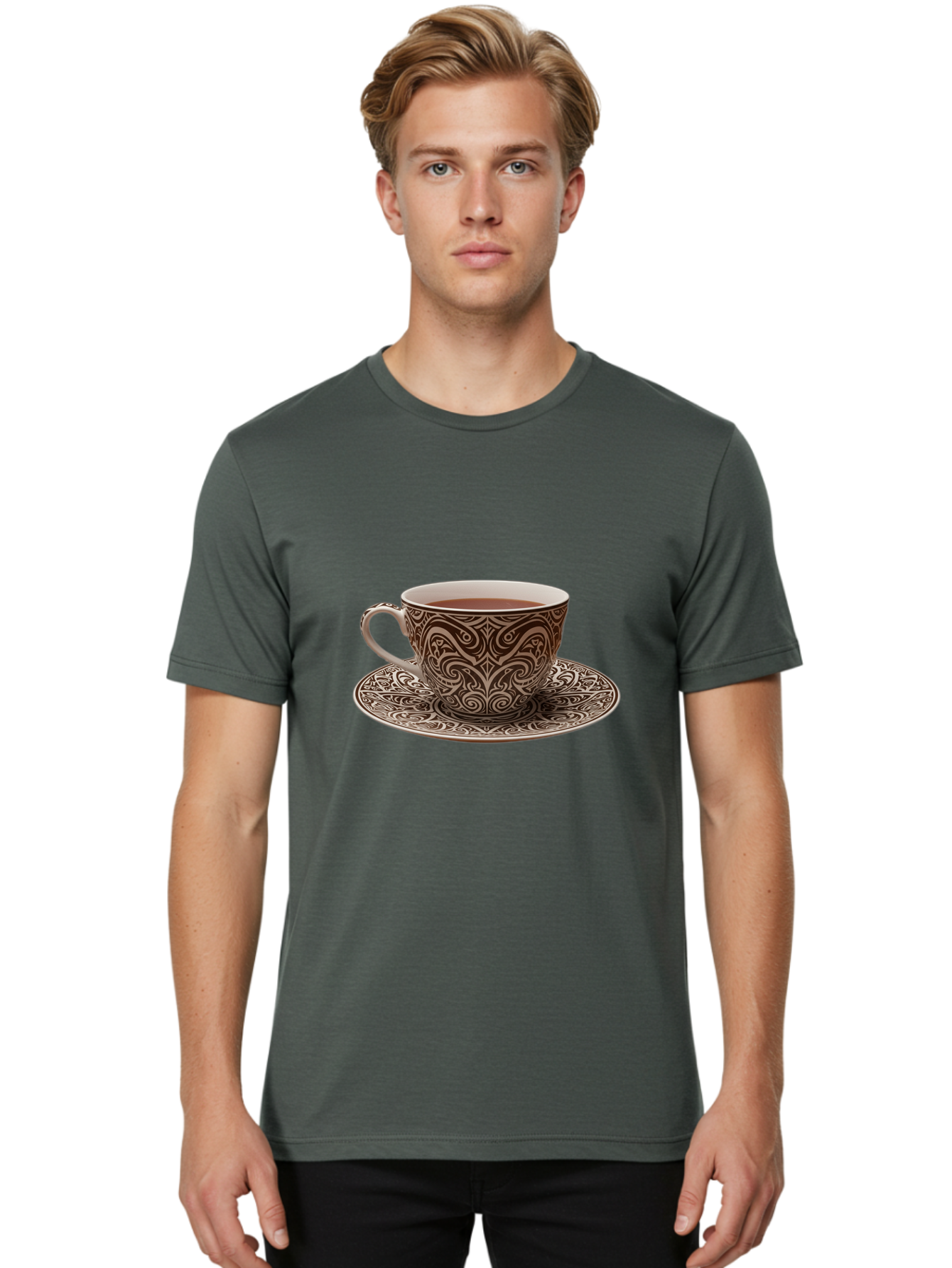 Tea-Cup Men'S Graphic Tee, 100% Cotton, Comfortable Casual Summer Wear, Machine Washable, Vintage Camera, Old Camera, Antique Camera, Black Camera, Classic Photography, Photography Equipment, Nostalgic Device, Film Camera, Camera Art Ban704