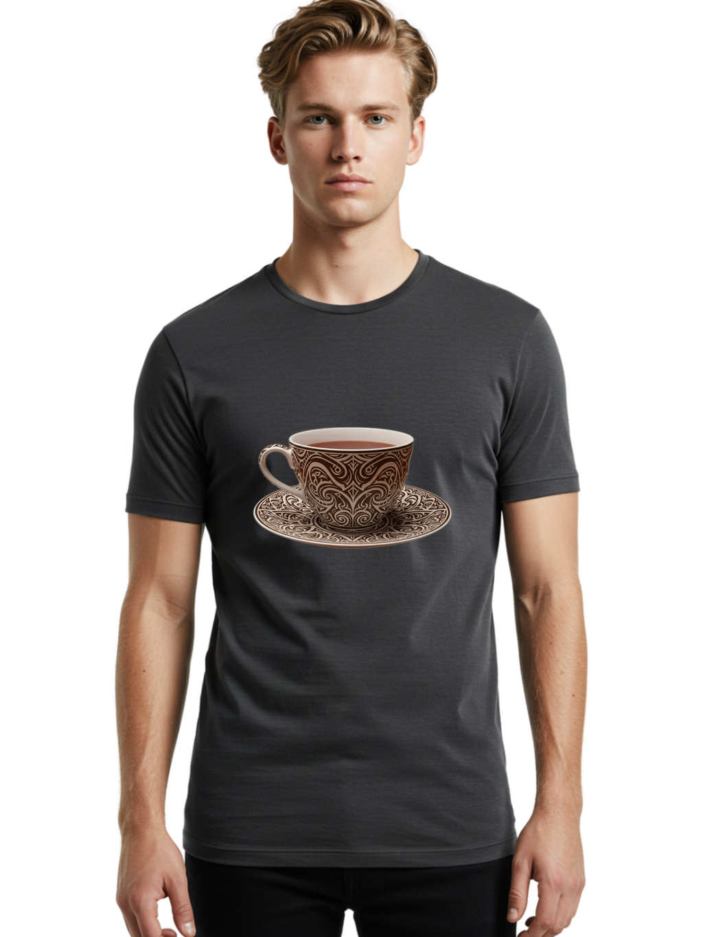 Tea-Cup Men'S Graphic Tee, 100% Cotton, Comfortable Casual Summer Wear, Machine Washable, Vintage Camera, Old Camera, Antique Camera, Black Camera, Classic Photography, Photography Equipment, Nostalgic Device, Film Camera, Camera Art Ban704