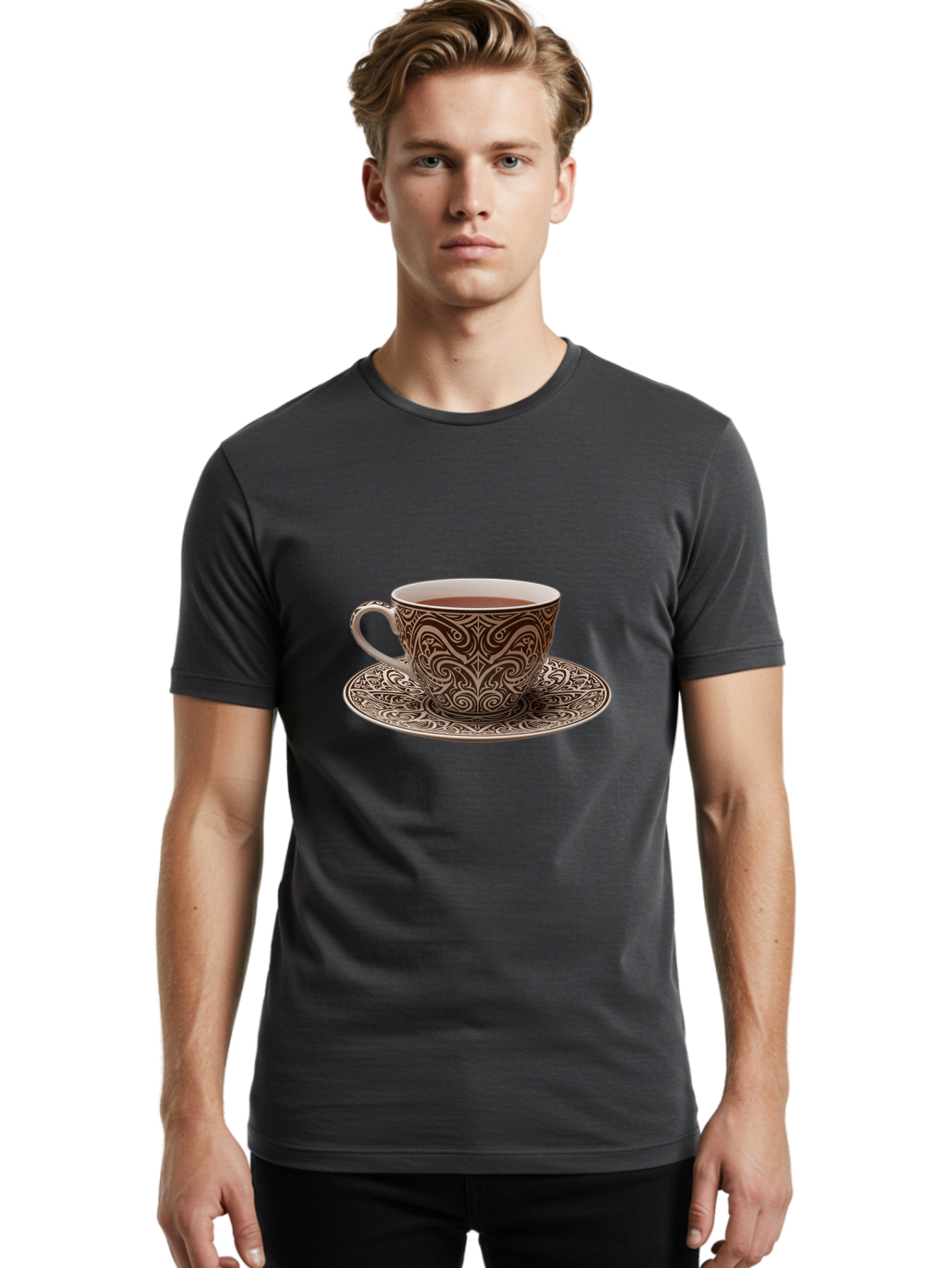 Tea-Cup Men'S Graphic Tee, 100% Cotton, Comfortable Casual Summer Wear, Machine Washable, Vintage Camera, Old Camera, Antique Camera, Black Camera, Classic Photography, Photography Equipment, Nostalgic Device, Film Camera, Camera Art Ban704