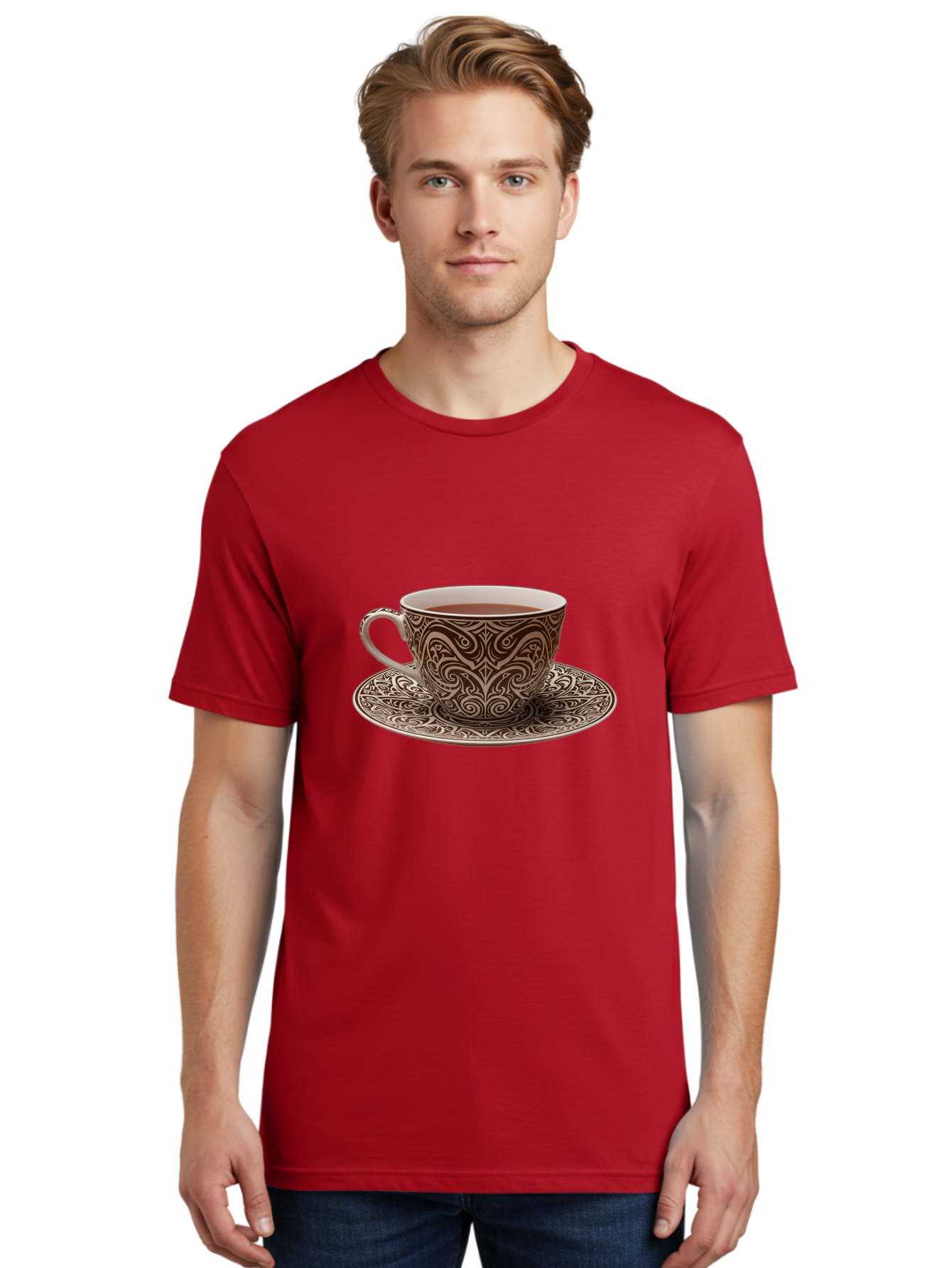 Tea-Cup Men'S Graphic Tee, 100% Cotton, Comfortable Casual Summer Wear, Machine Washable, Vintage Camera, Old Camera, Antique Camera, Black Camera, Classic Photography, Photography Equipment, Nostalgic Device, Film Camera, Camera Art Ban704