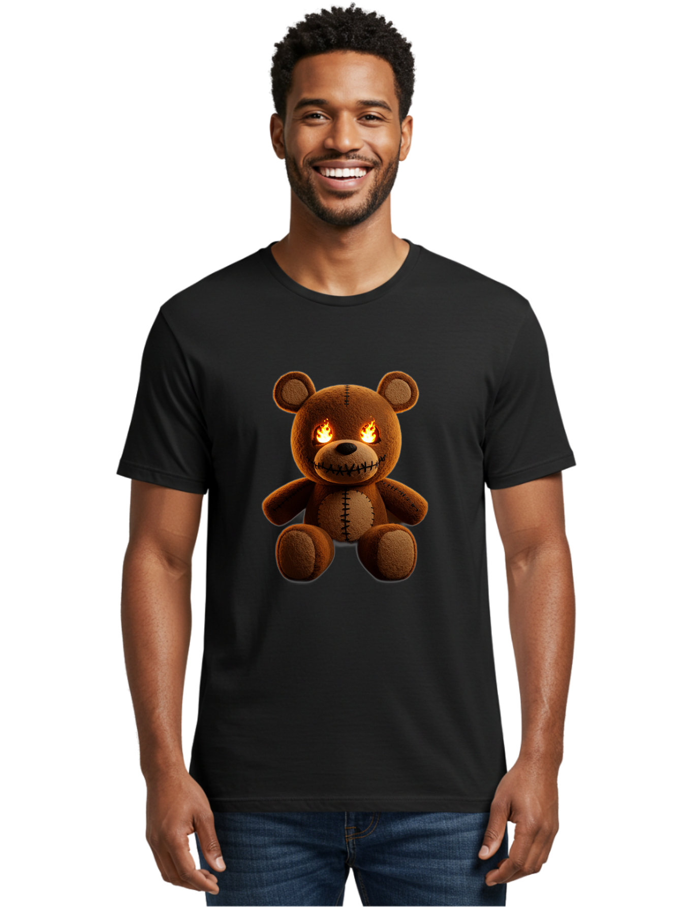 Teddy-Bear-With-Flames-Eyes Men'S Graphic Tee, 100% Cotton, Comfortable Casual Summer Wear, Machine Washable, Vintage Camera, Old Camera, Antique Camera, Black Camera, Classic Photography, Photography Equipment, Nostalgic Device, Film Camera, Ban717