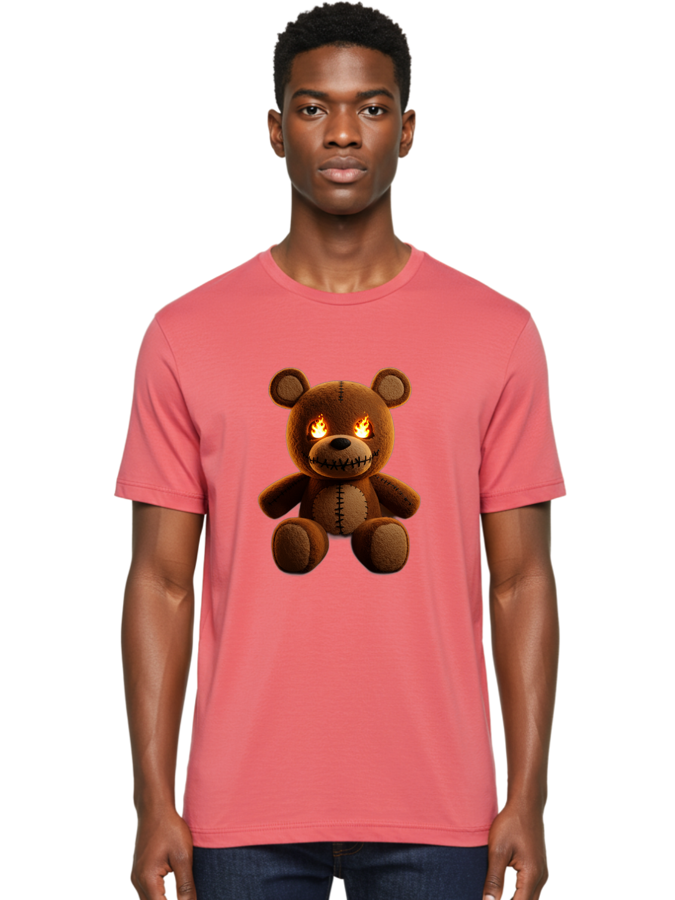 Teddy-Bear-With-Flames-Eyes Men'S Graphic Tee, 100% Cotton, Comfortable Casual Summer Wear, Machine Washable, Vintage Camera, Old Camera, Antique Camera, Black Camera, Classic Photography, Photography Equipment, Nostalgic Device, Film Camera, Ban717