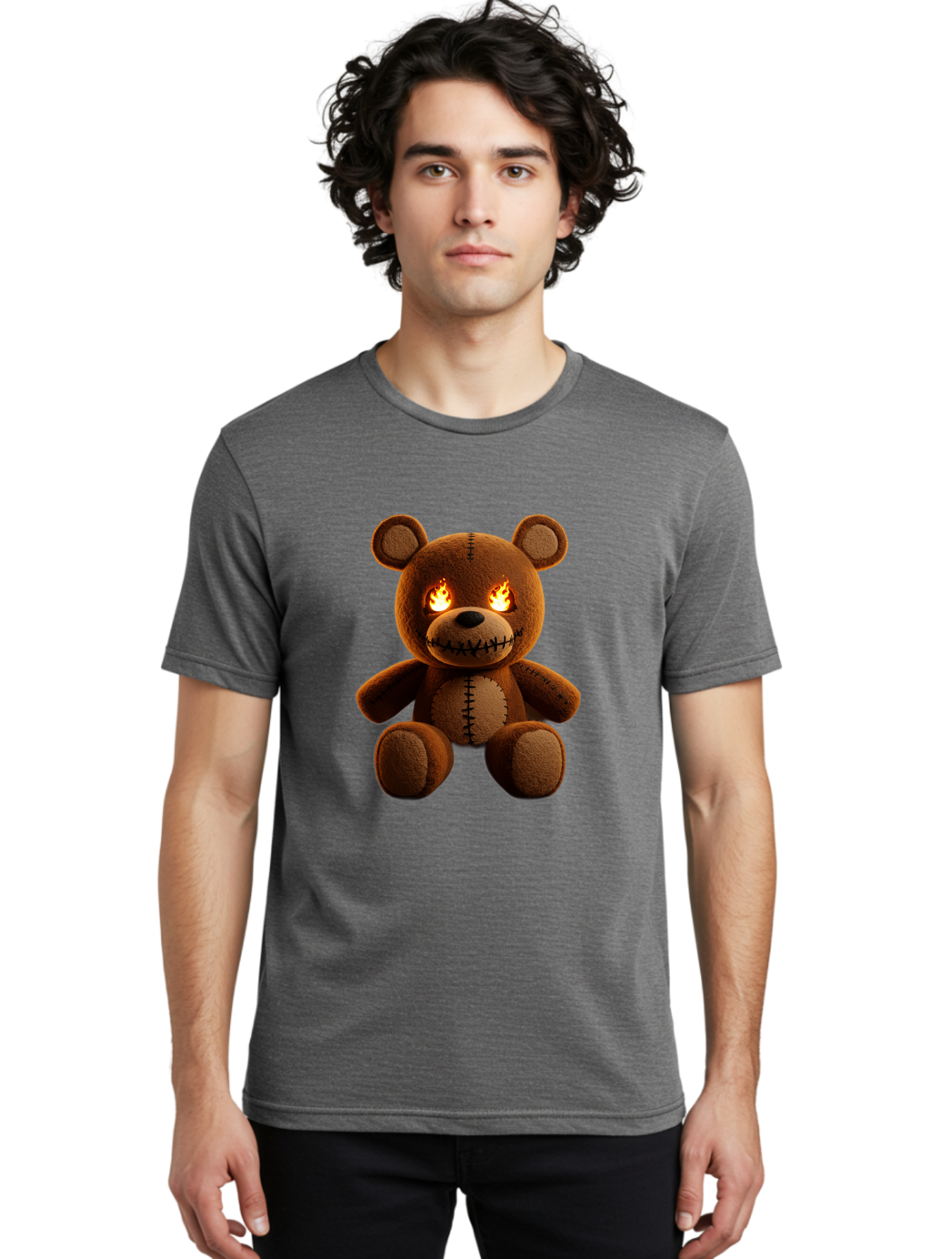 Teddy-Bear-With-Flames-Eyes Men'S Graphic Tee, 100% Cotton, Comfortable Casual Summer Wear, Machine Washable, Vintage Camera, Old Camera, Antique Camera, Black Camera, Classic Photography, Photography Equipment, Nostalgic Device, Film Camera, Ban717