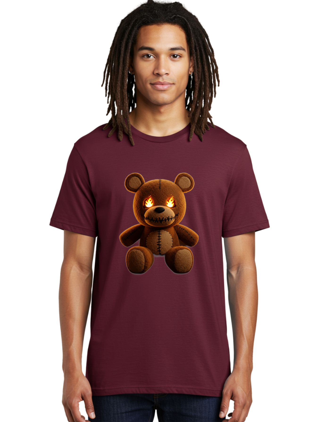 Teddy-Bear-With-Flames-Eyes Men'S Graphic Tee, 100% Cotton, Comfortable Casual Summer Wear, Machine Washable, Vintage Camera, Old Camera, Antique Camera, Black Camera, Classic Photography, Photography Equipment, Nostalgic Device, Film Camera, Ban717