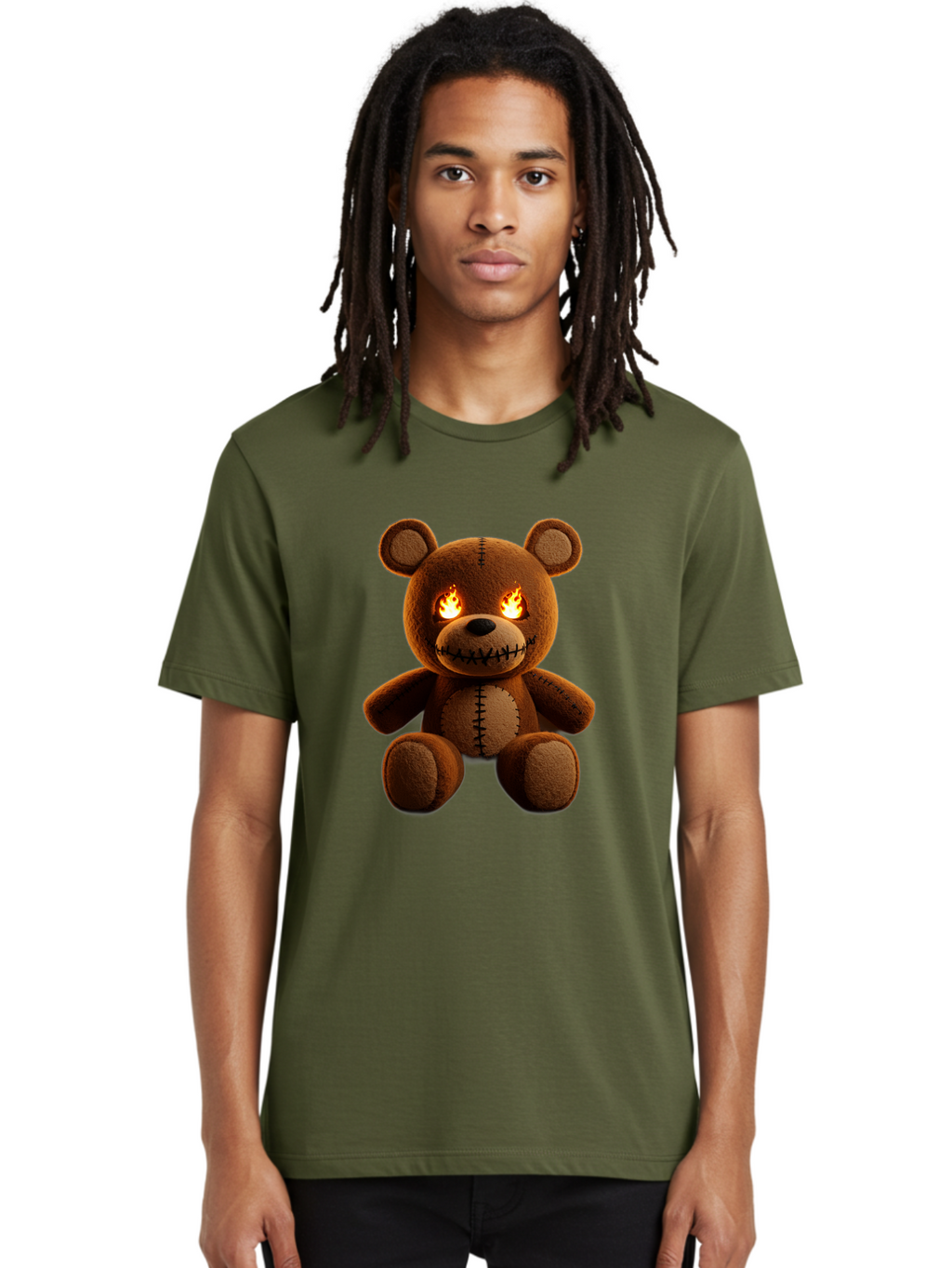 Teddy-Bear-With-Flames-Eyes Men'S Graphic Tee, 100% Cotton, Comfortable Casual Summer Wear, Machine Washable, Vintage Camera, Old Camera, Antique Camera, Black Camera, Classic Photography, Photography Equipment, Nostalgic Device, Film Camera, Ban717