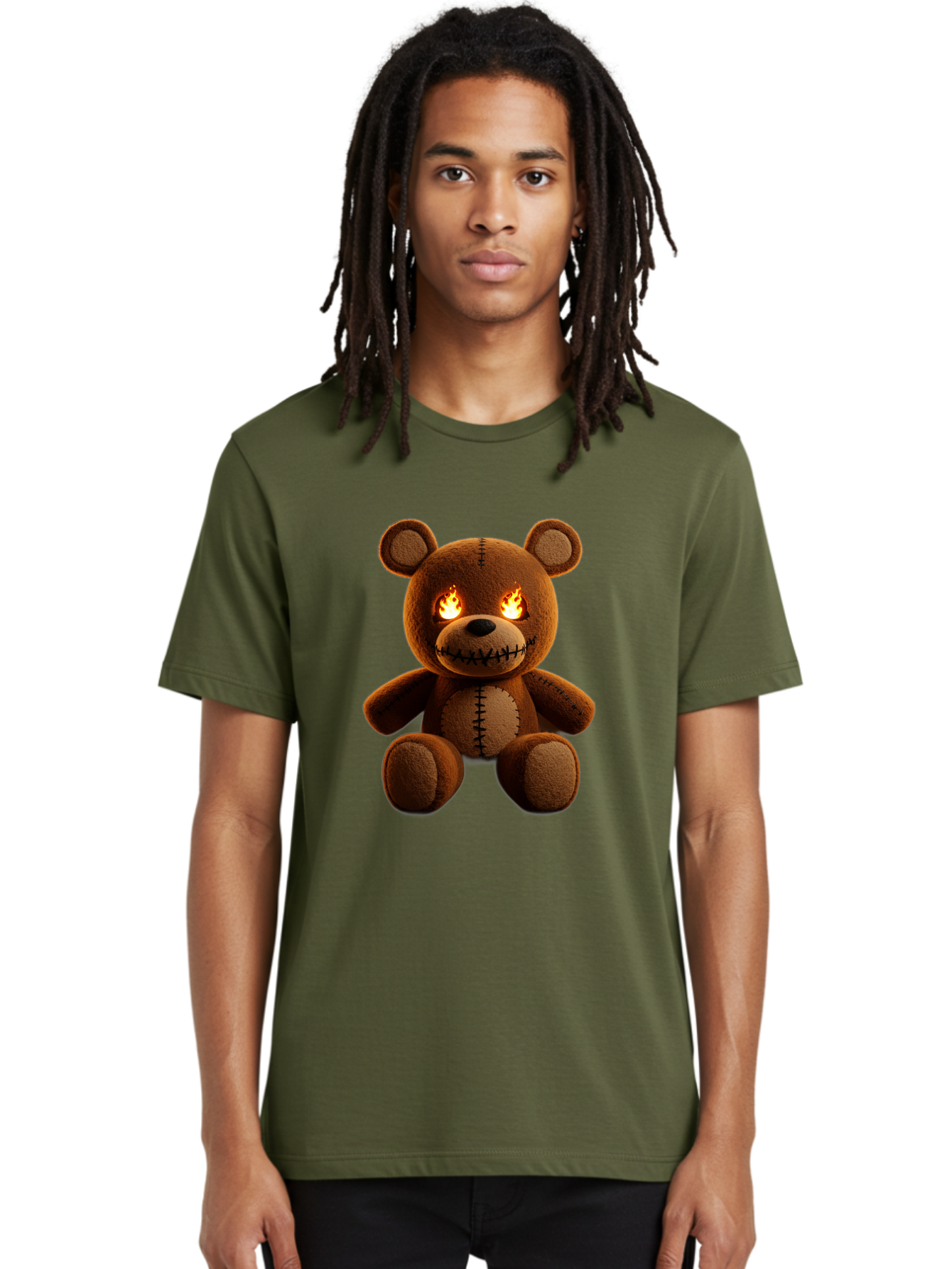 Teddy-Bear-With-Flames-Eyes Men'S Graphic Tee, 100% Cotton, Comfortable Casual Summer Wear, Machine Washable, Vintage Camera, Old Camera, Antique Camera, Black Camera, Classic Photography, Photography Equipment, Nostalgic Device, Film Camera, Ban717