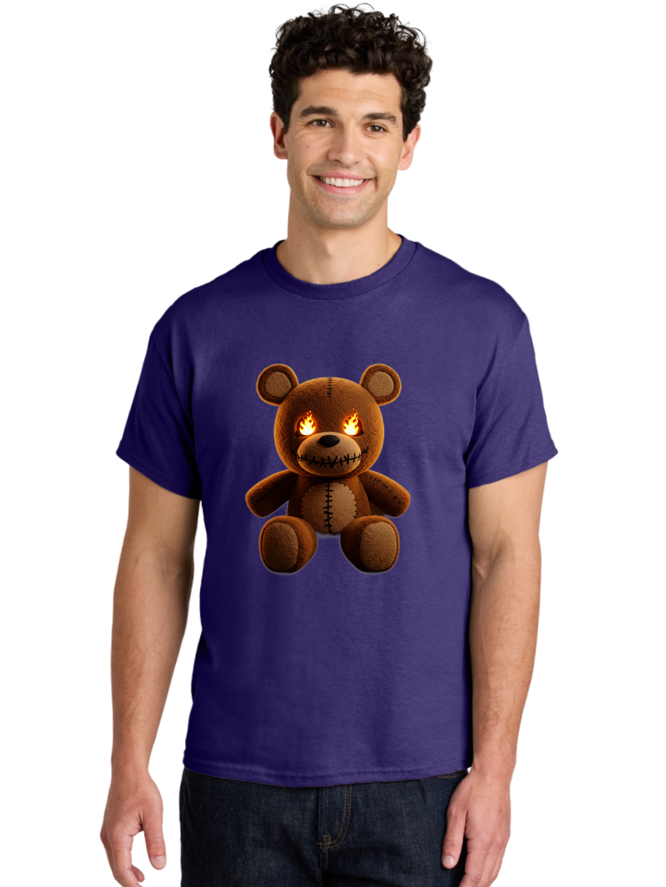 Teddy-Bear-With-Flames-Eyes Men'S Graphic Tee, 100% Cotton, Comfortable Casual Summer Wear, Machine Washable, Vintage Camera, Old Camera, Antique Camera, Black Camera, Classic Photography, Photography Equipment, Nostalgic Device, Film Camera, Ban717