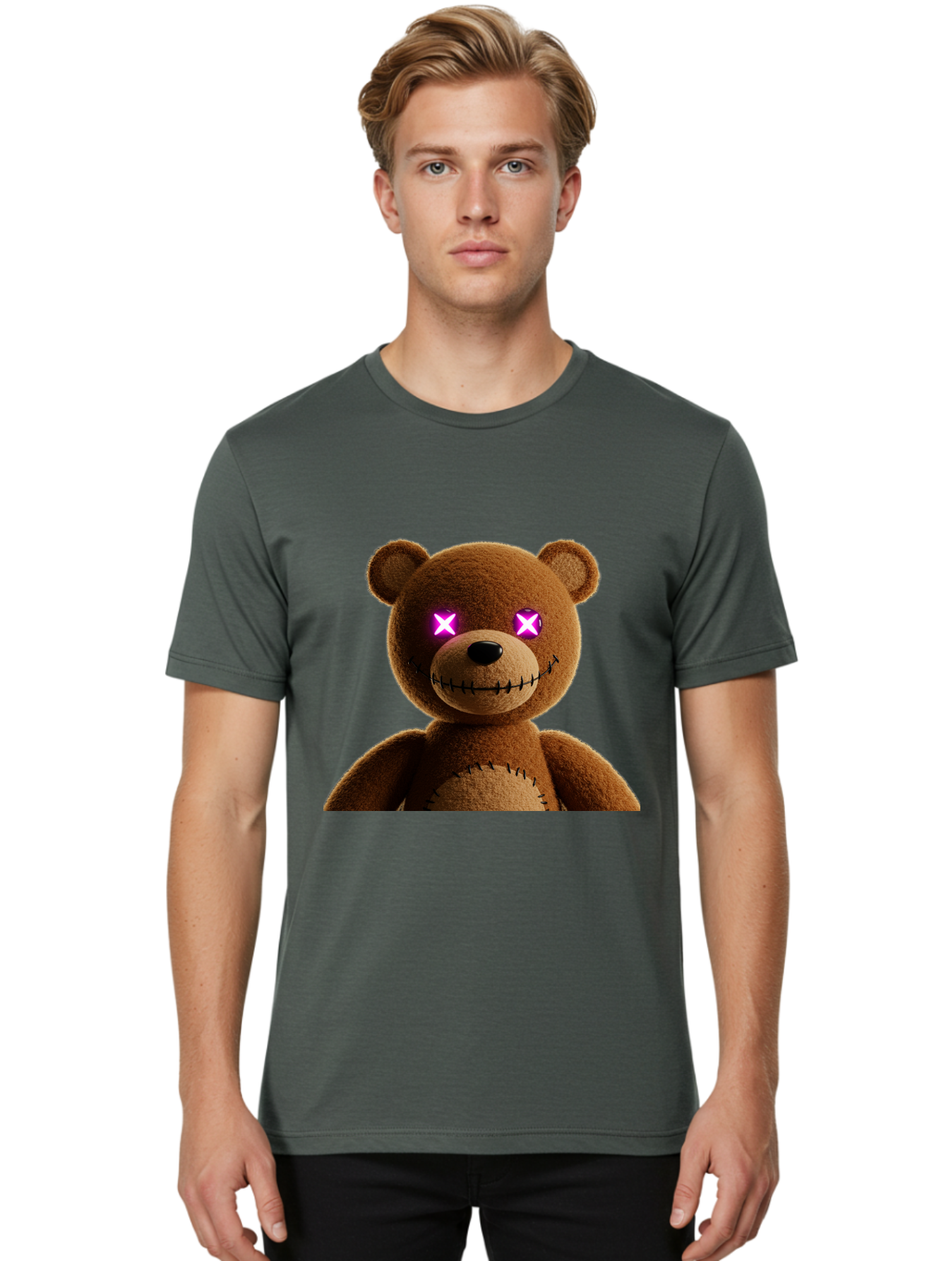 Teddy-Bear-With-Glowing-Eyes Men'S Graphic Tee, 100% Cotton, Comfortable Casual Summer Wear, Machine Washable, Vintage Camera, Old Camera, Antique Camera, Black Camera, Classic Photography, Photography Equipment, Nostalgic Device, Film Camera, Ban718