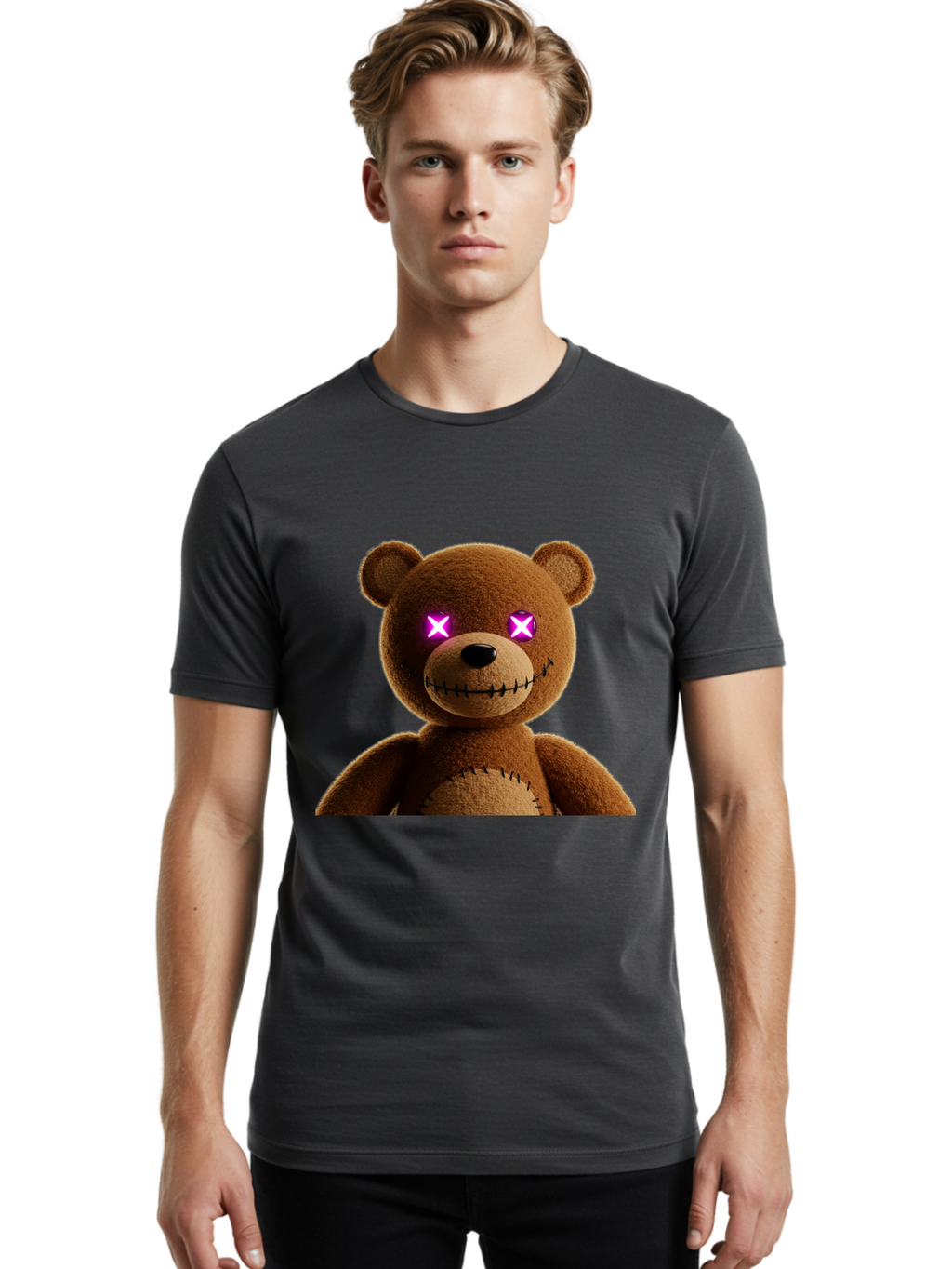 Teddy-Bear-With-Glowing-Eyes Men'S Graphic Tee, 100% Cotton, Comfortable Casual Summer Wear, Machine Washable, Vintage Camera, Old Camera, Antique Camera, Black Camera, Classic Photography, Photography Equipment, Nostalgic Device, Film Camera, Ban718