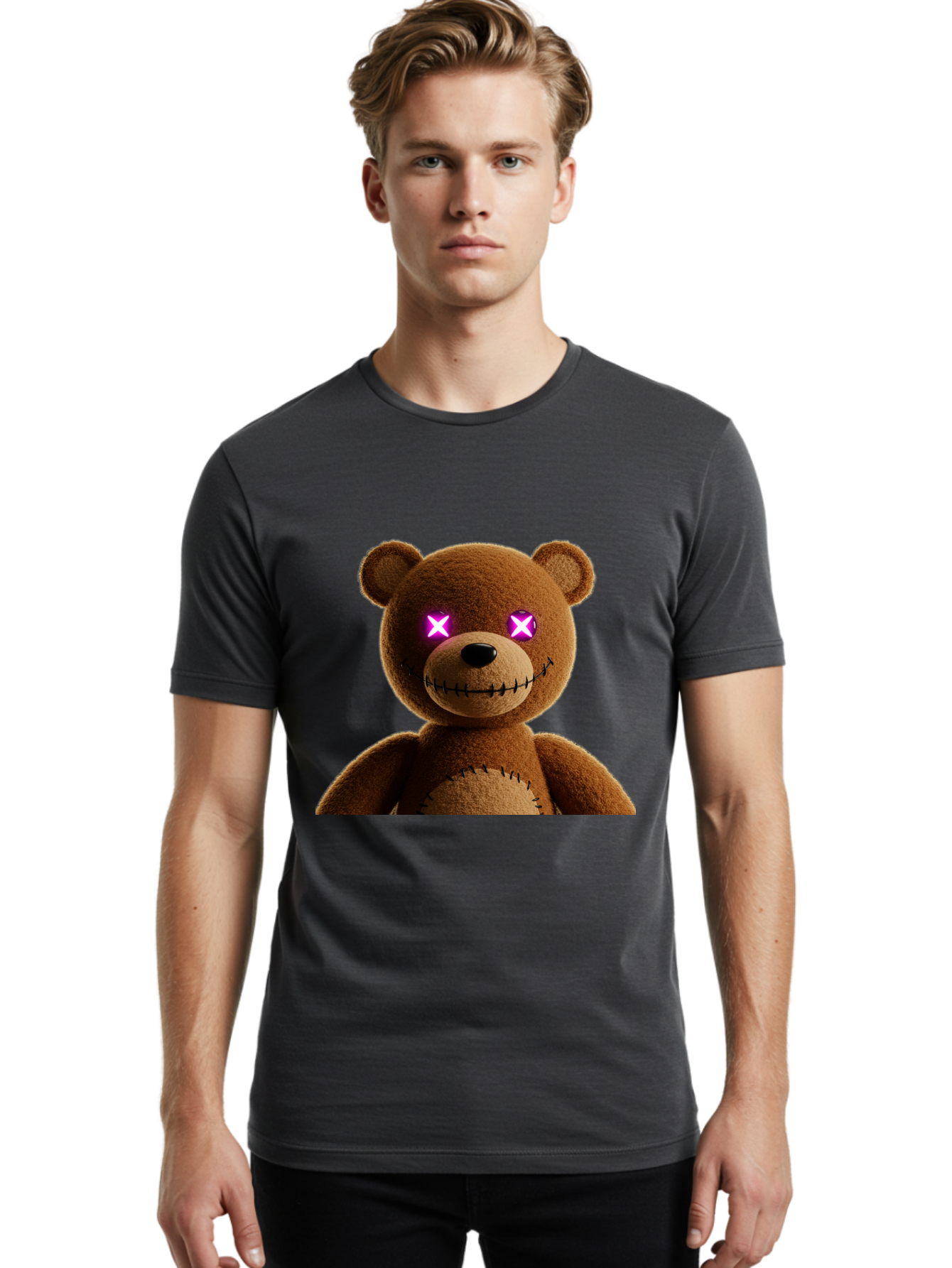 Teddy-Bear-With-Glowing-Eyes Men'S Graphic Tee, 100% Cotton, Comfortable Casual Summer Wear, Machine Washable, Vintage Camera, Old Camera, Antique Camera, Black Camera, Classic Photography, Photography Equipment, Nostalgic Device, Film Camera, Ban718