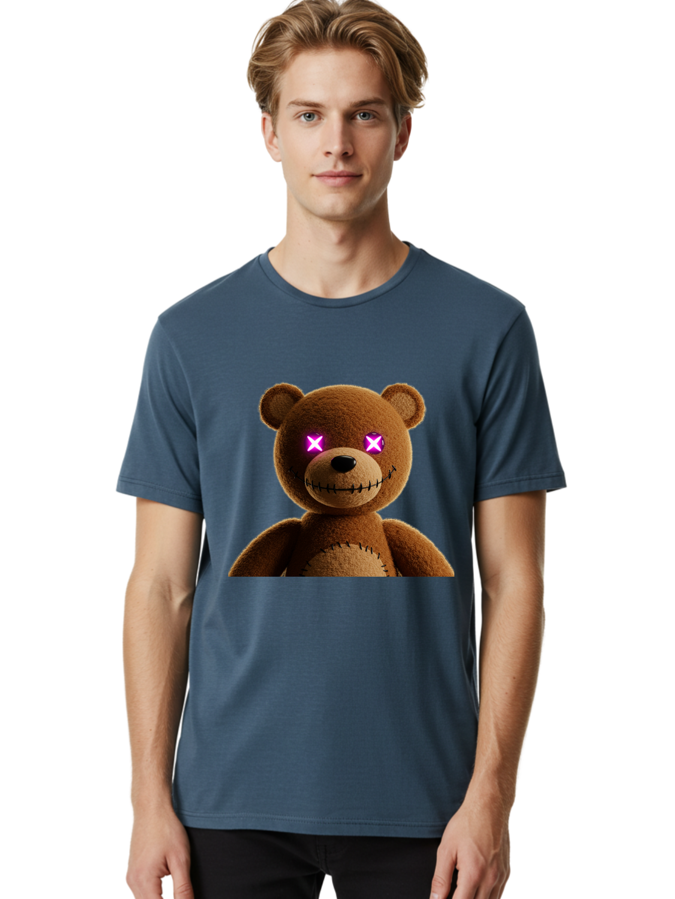 Teddy-Bear-With-Glowing-Eyes Men'S Graphic Tee, 100% Cotton, Comfortable Casual Summer Wear, Machine Washable, Vintage Camera, Old Camera, Antique Camera, Black Camera, Classic Photography, Photography Equipment, Nostalgic Device, Film Camera, Ban718