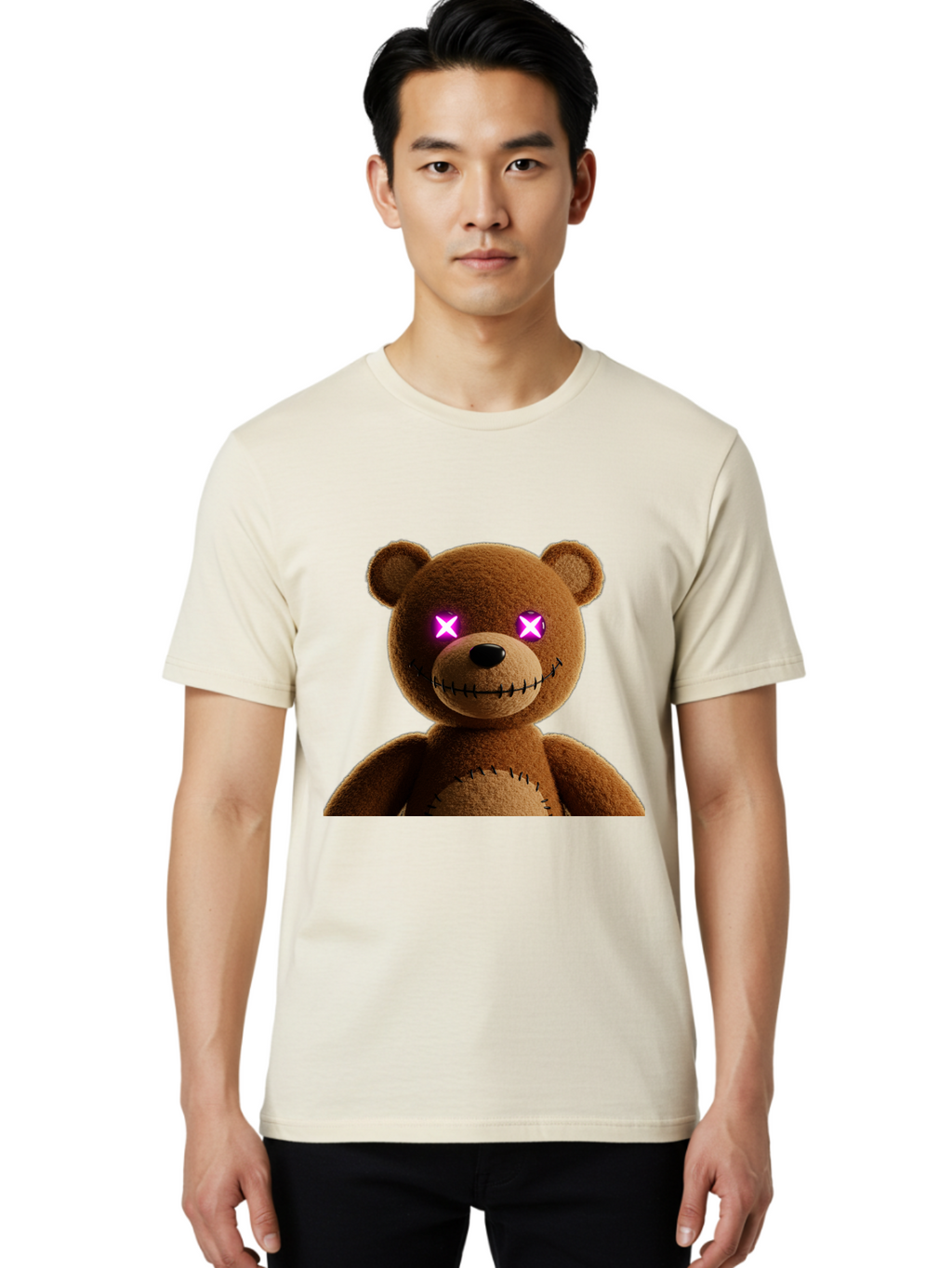Teddy-Bear-With-Glowing-Eyes Men'S Graphic Tee, 100% Cotton, Comfortable Casual Summer Wear, Machine Washable, Vintage Camera, Old Camera, Antique Camera, Black Camera, Classic Photography, Photography Equipment, Nostalgic Device, Film Camera, Ban718