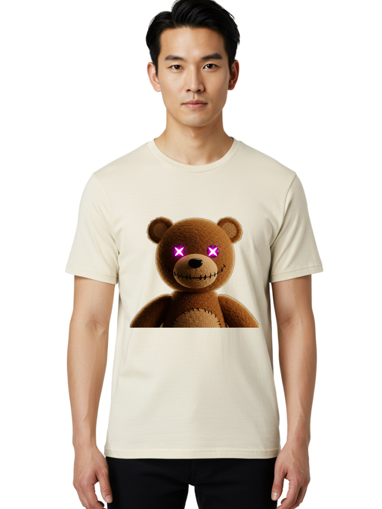 Teddy-Bear-With-Glowing-Eyes Men'S Graphic Tee, 100% Cotton, Comfortable Casual Summer Wear, Machine Washable, Vintage Camera, Old Camera, Antique Camera, Black Camera, Classic Photography, Photography Equipment, Nostalgic Device, Film Camera, Ban718