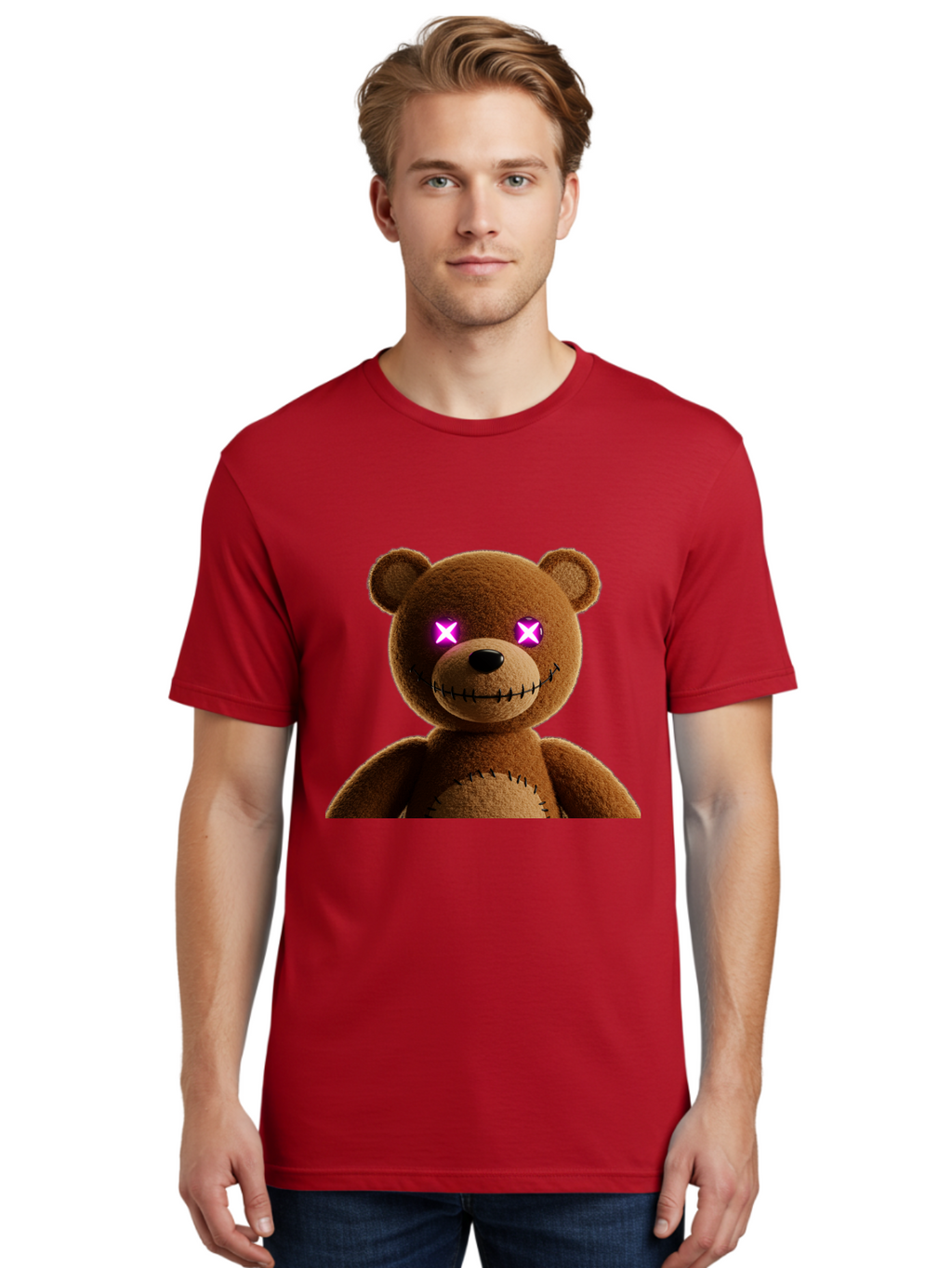 Teddy-Bear-With-Glowing-Eyes Men'S Graphic Tee, 100% Cotton, Comfortable Casual Summer Wear, Machine Washable, Vintage Camera, Old Camera, Antique Camera, Black Camera, Classic Photography, Photography Equipment, Nostalgic Device, Film Camera, Ban718