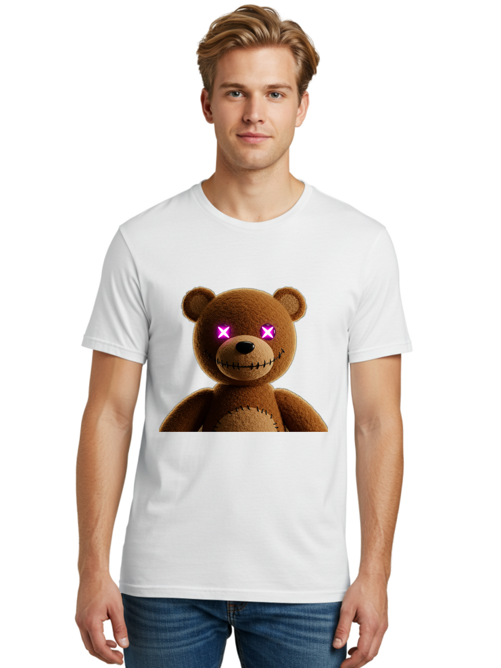 Teddy-Bear-With-Glowing-Eyes Men'S Graphic Tee, 100% Cotton, Comfortable Casual Summer Wear, Machine Washable, Vintage Camera, Old Camera, Antique Camera, Black Camera, Classic Photography, Photography Equipment, Nostalgic Device, Film Camera, Ban718