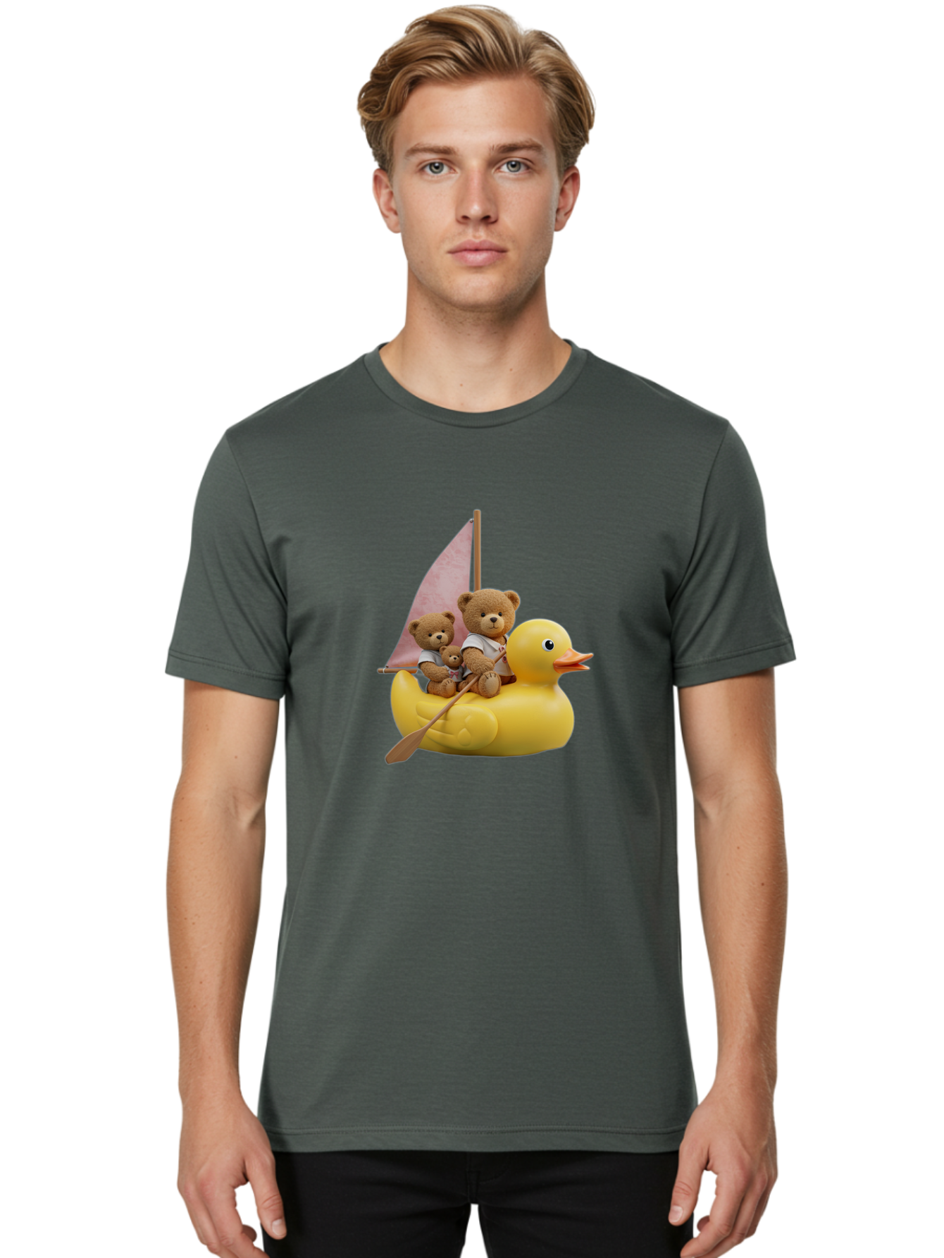 Teddy-Bears-Sailing-On-Duck Men'S Graphic Tee, 100% Cotton, Comfortable Casual Summer Wear, Machine Washable, Vintage Camera, Old Camera, Antique Camera, Black Camera, Classic Photography, Photography Equipment, Nostalgic Device, Film Camera, Ban720