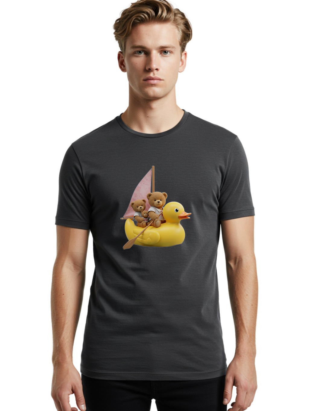 Teddy-Bears-Sailing-On-Duck Men'S Graphic Tee, 100% Cotton, Comfortable Casual Summer Wear, Machine Washable, Vintage Camera, Old Camera, Antique Camera, Black Camera, Classic Photography, Photography Equipment, Nostalgic Device, Film Camera, Ban720