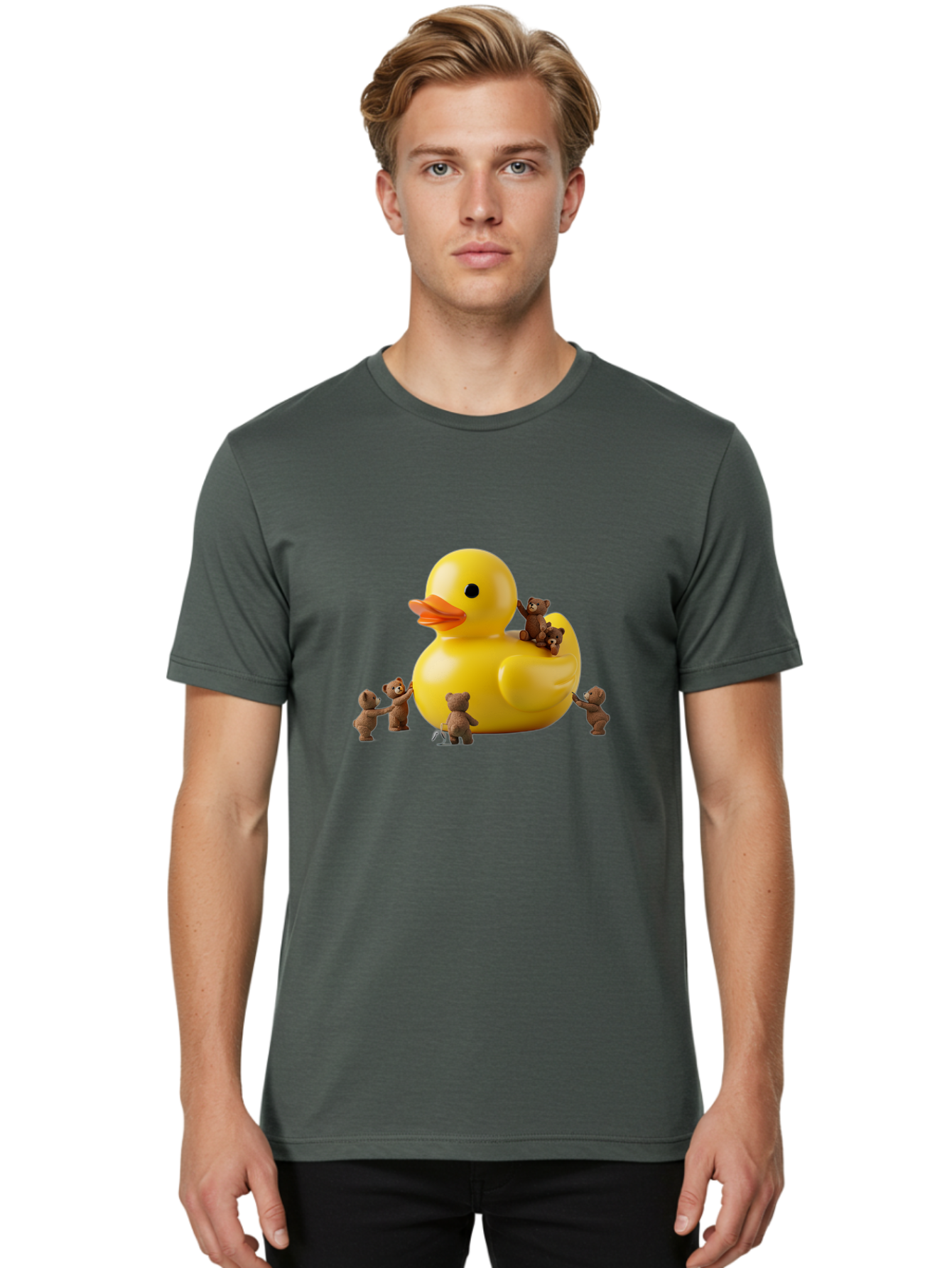 Teddy-Bears-With-Rubber-Duck Men'S Graphic Tee, 100% Cotton, Comfortable Casual Summer Wear, Machine Washable, Vintage Camera, Old Camera, Antique Camera, Black Camera, Classic Photography, Photography Equipment, Nostalgic Device, Film Camera, Ban721