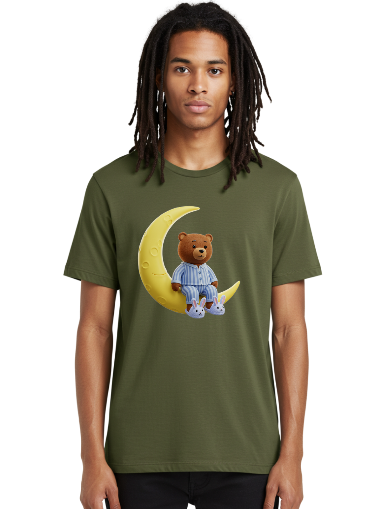 Teddy-On-Crescent-Moon Men'S Graphic Tee, 100% Cotton, Comfortable Casual Summer Wear, Machine Washable, Vintage Camera, Old Camera, Antique Camera, Black Camera, Classic Photography, Photography Equipment, Nostalgic Device, Film Camera, Ban729