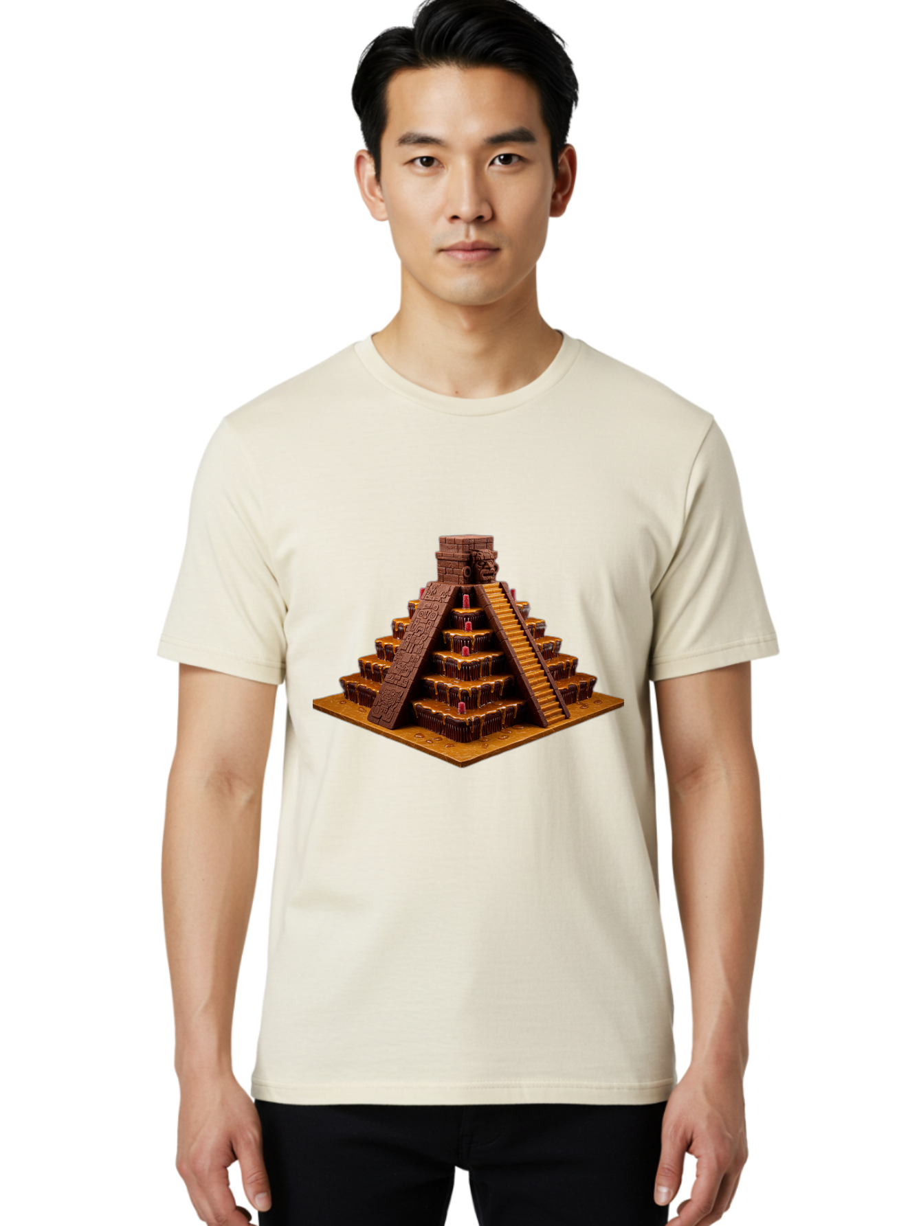 Temple-Pyramid Men'S Graphic Tee, 100% Cotton, Comfortable Casual Summer Wear, Machine Washable, Vintage Camera, Old Camera, Antique Camera, Black Camera, Classic Photography, Photography Equipment, Nostalgic Device, Film Camera, Camera Art Ban733