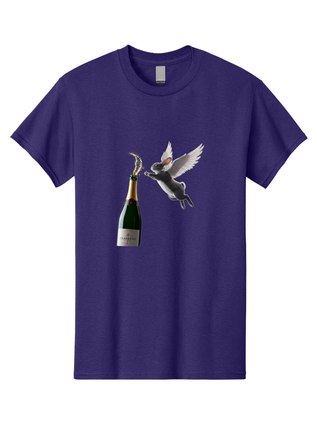 Thabrent-Champagne-Bottle-And-Flying-Bunny Men'S Graphic Tee, 100% Cotton, Comfortable Casual Summer Wear, Machine Washable, Vintage Camera, Old Camera, Antique Camera, Black Camera, Classic Photography, Photography Equipment, Ban737