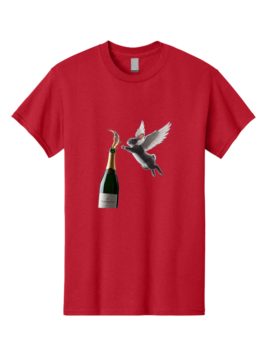 Thabrent-Champagne-Bottle-And-Flying-Bunny Men'S Graphic Tee, 100% Cotton, Comfortable Casual Summer Wear, Machine Washable, Vintage Camera, Old Camera, Antique Camera, Black Camera, Classic Photography, Photography Equipment, Ban737
