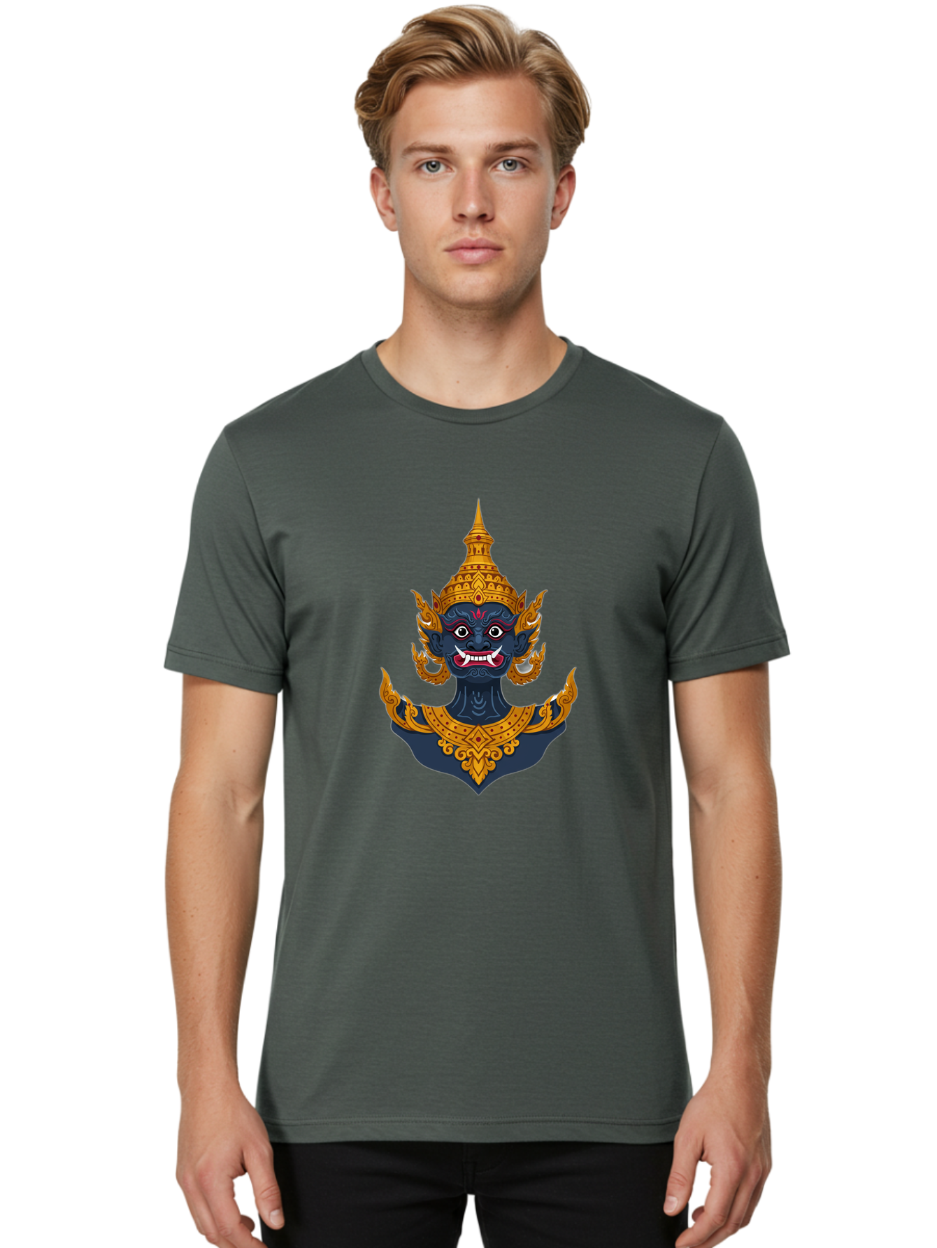 Thai-Demon-Mask Men'S Graphic Tee, 100% Cotton, Comfortable Casual Summer Wear, Machine Washable, Vintage Camera, Old Camera, Antique Camera, Black Camera, Classic Photography, Photography Equipment, Nostalgic Device, Film Camera, Camera Art Ban738