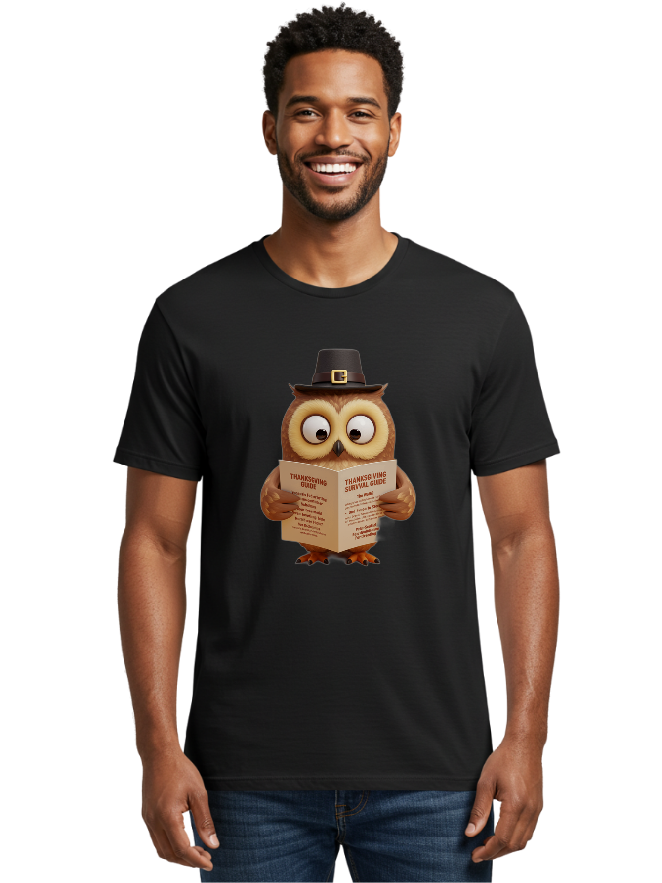 Thanksgiving-Survival-Guide-Owl-1 Men'S Graphic Tee, 100% Cotton, Comfortable Casual Summer Wear, Machine Washable, Vintage Camera, Old Camera, Antique Camera, Black Camera, Classic Photography, Photography Equipment, Nostalgic Device, Ban750
