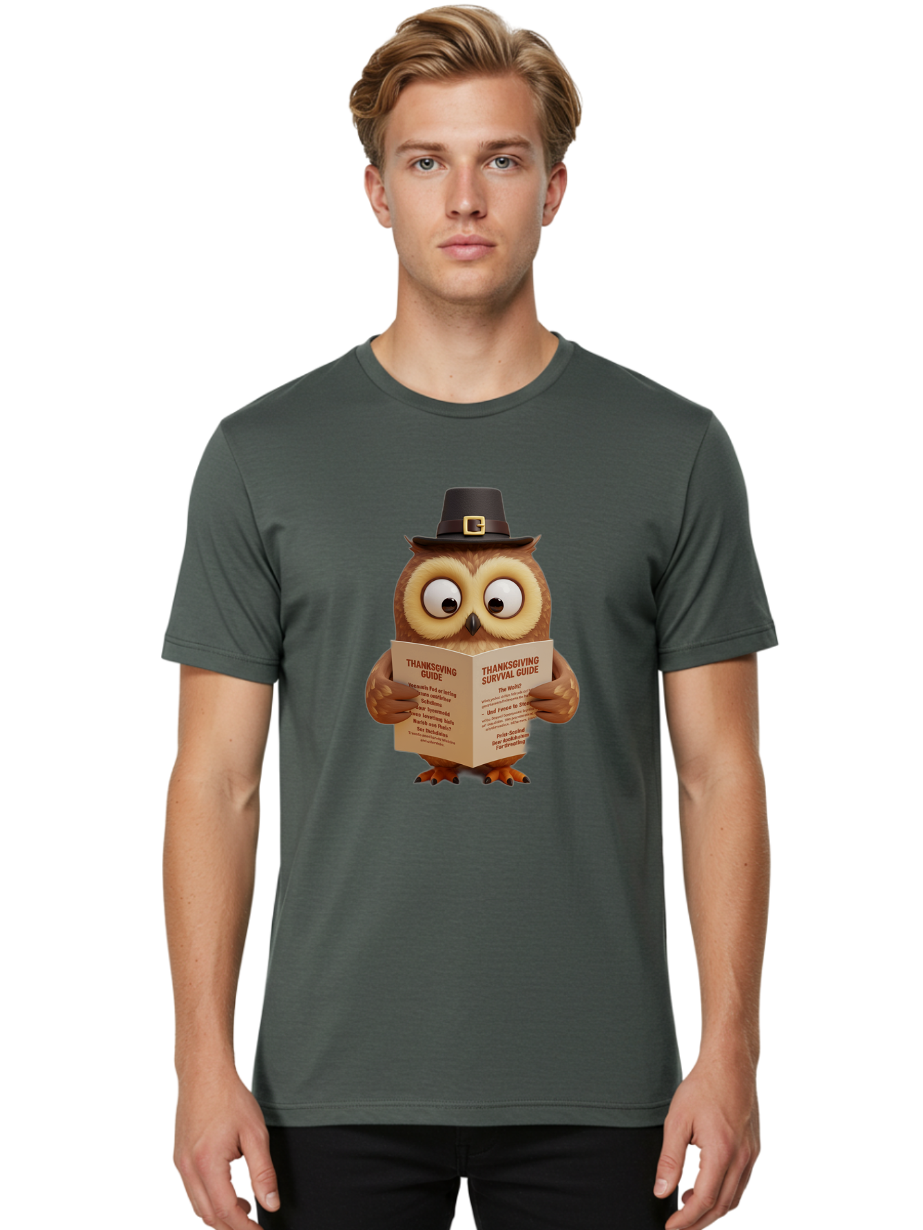 Thanksgiving-Survival-Guide-Owl-1 Men'S Graphic Tee, 100% Cotton, Comfortable Casual Summer Wear, Machine Washable, Vintage Camera, Old Camera, Antique Camera, Black Camera, Classic Photography, Photography Equipment, Nostalgic Device, Ban750