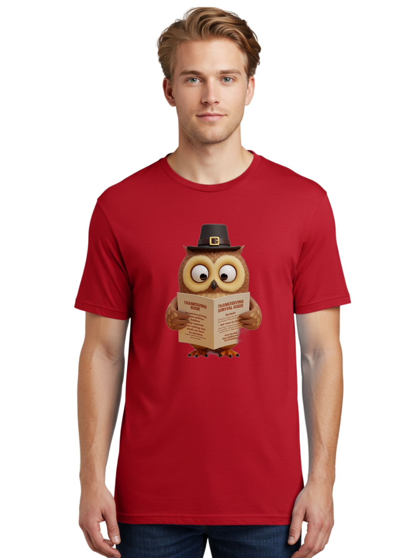 Thanksgiving-Survival-Guide-Owl-1 Men'S Graphic Tee, 100% Cotton, Comfortable Casual Summer Wear, Machine Washable, Vintage Camera, Old Camera, Antique Camera, Black Camera, Classic Photography, Photography Equipment, Nostalgic Device, Ban750