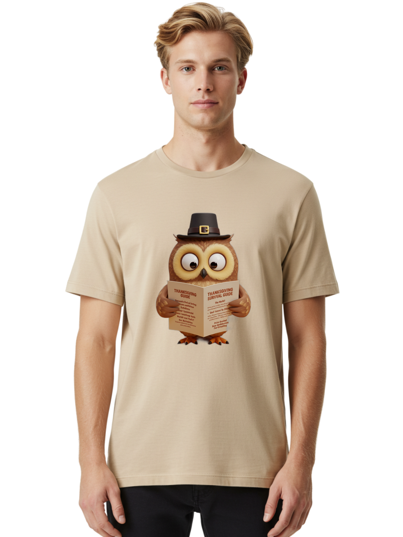 Thanksgiving-Survival-Guide-Owl-1 Men'S Graphic Tee, 100% Cotton, Comfortable Casual Summer Wear, Machine Washable, Vintage Camera, Old Camera, Antique Camera, Black Camera, Classic Photography, Photography Equipment, Nostalgic Device, Ban750