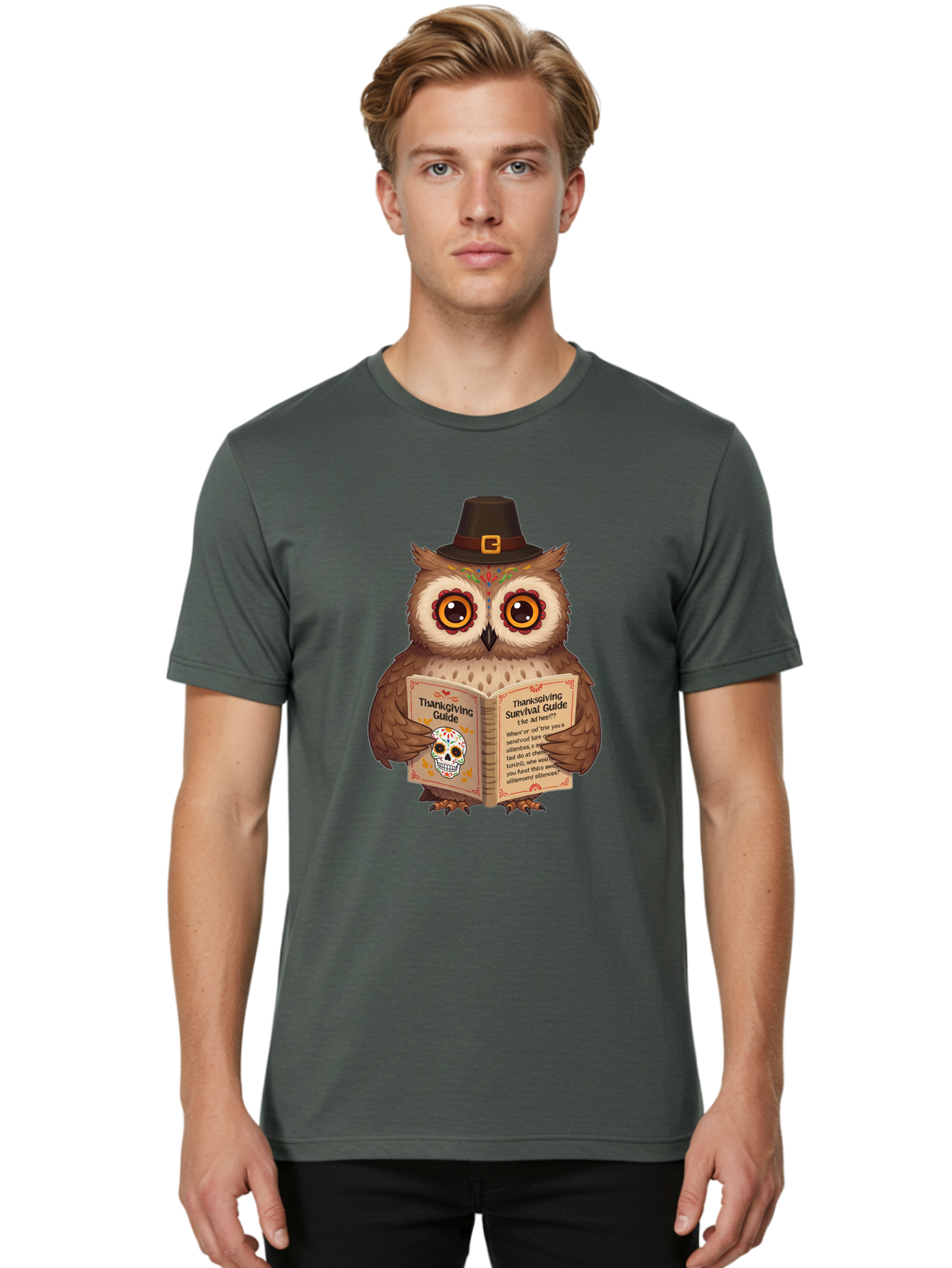 Thanksgiving-Survival-Guide-Owl-3 Men'S Graphic Tee, 100% Cotton, Comfortable Casual Summer Wear, Machine Washable, Vintage Camera, Old Camera, Antique Camera, Black Camera, Classic Photography, Photography Equipment, Nostalgic Device, Ban752