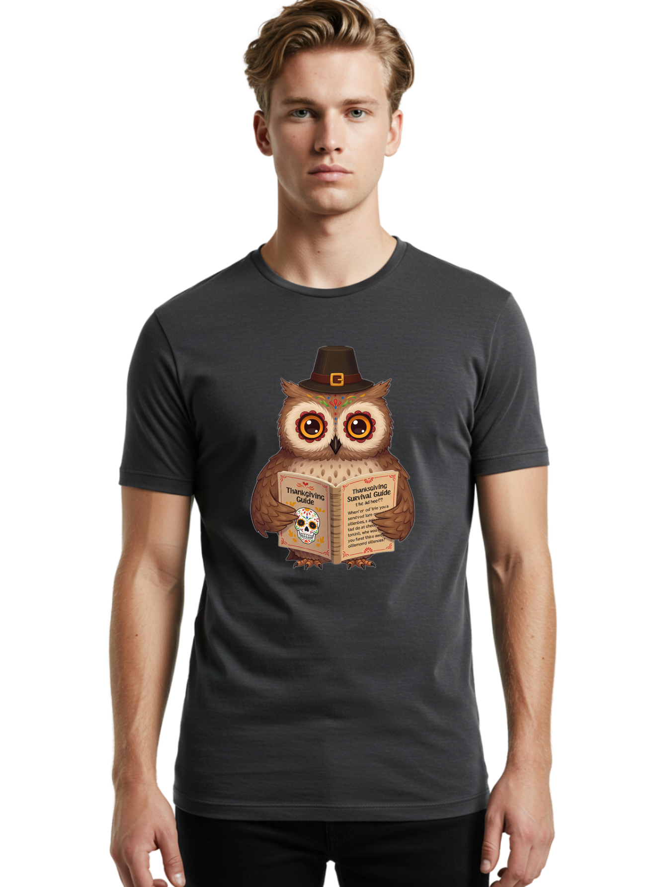 Thanksgiving-Survival-Guide-Owl-3 Men'S Graphic Tee, 100% Cotton, Comfortable Casual Summer Wear, Machine Washable, Vintage Camera, Old Camera, Antique Camera, Black Camera, Classic Photography, Photography Equipment, Nostalgic Device, Ban752