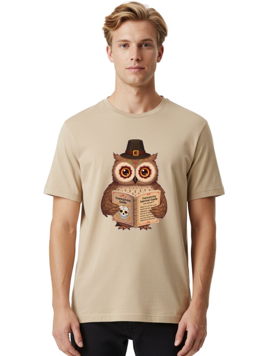 Thanksgiving-Survival-Guide-Owl-3 Men'S Graphic Tee, 100% Cotton, Comfortable Casual Summer Wear, Machine Washable, Vintage Camera, Old Camera, Antique Camera, Black Camera, Classic Photography, Photography Equipment, Nostalgic Device, Ban752