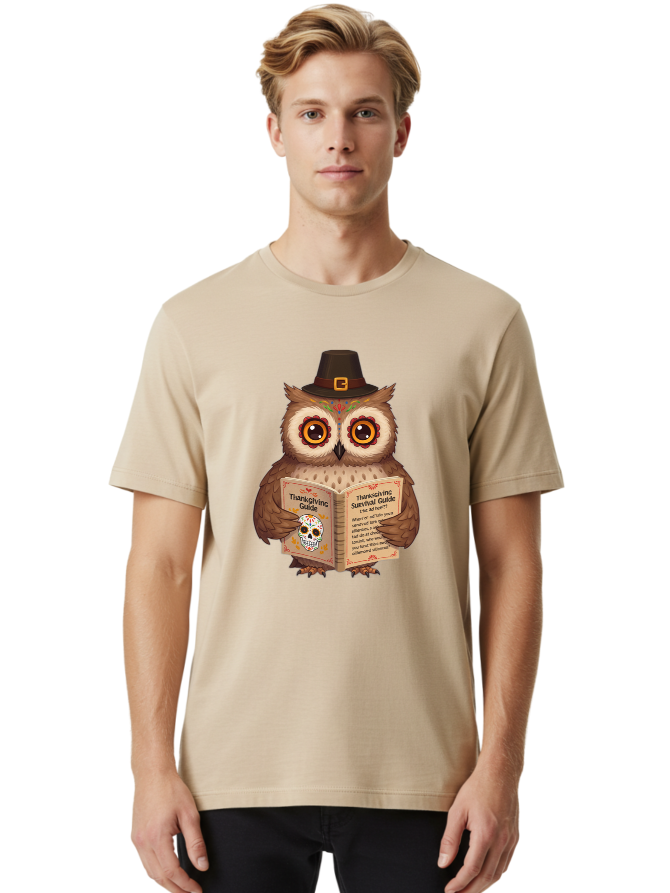 Thanksgiving-Survival-Guide-Owl-3 Men'S Graphic Tee, 100% Cotton, Comfortable Casual Summer Wear, Machine Washable, Vintage Camera, Old Camera, Antique Camera, Black Camera, Classic Photography, Photography Equipment, Nostalgic Device, Ban752
