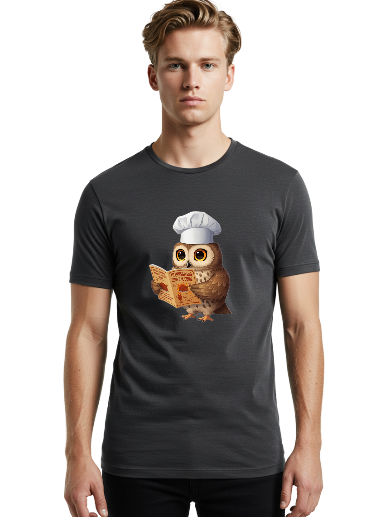 Thanksgiving-Survival-Guide-Owl-4 Men'S Graphic Tee, 100% Cotton, Comfortable Casual Summer Wear, Machine Washable, Vintage Camera, Old Camera, Antique Camera, Black Camera, Classic Photography, Photography Equipment, Nostalgic Device, Ban753